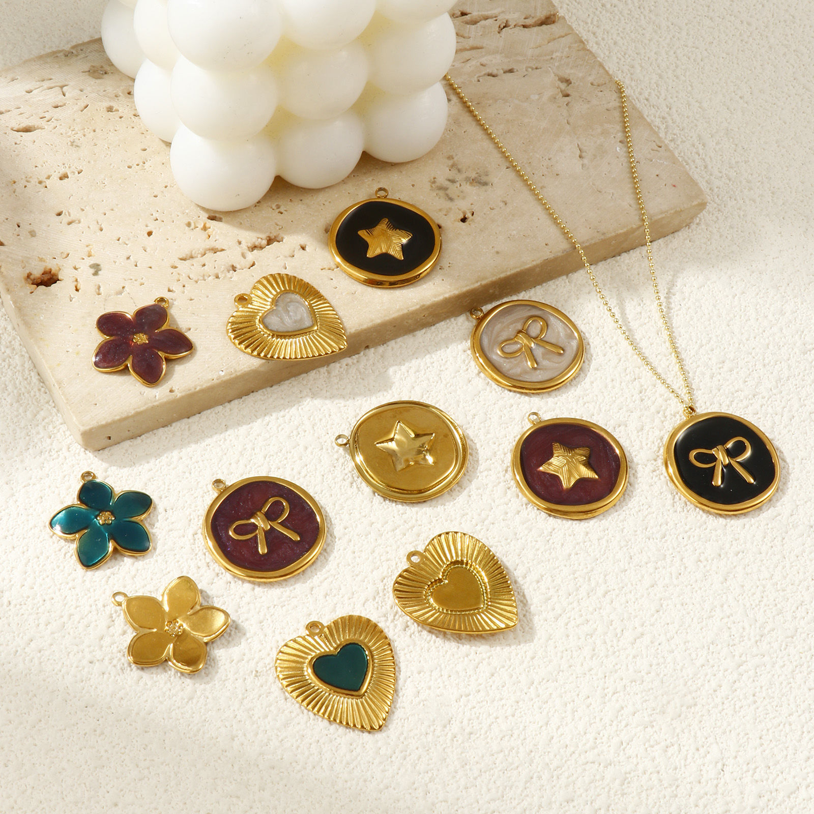 Picture of Eco-friendly PVD Vacuum Plating 304 Stainless Steel Charms 18K Real Gold Plated Enamel