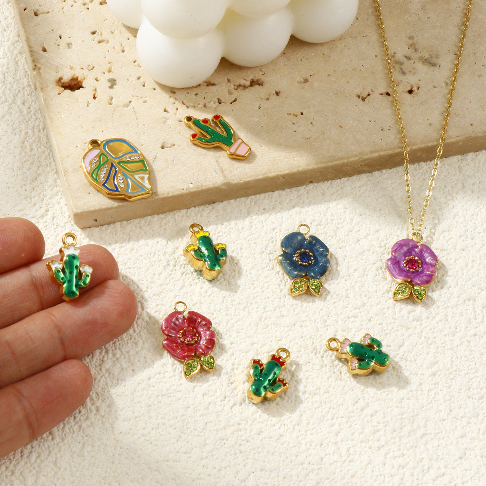 Picture of Eco-friendly PVD Vacuum Plating 304 Stainless Steel Charms 18K Real Gold Plated Enamel