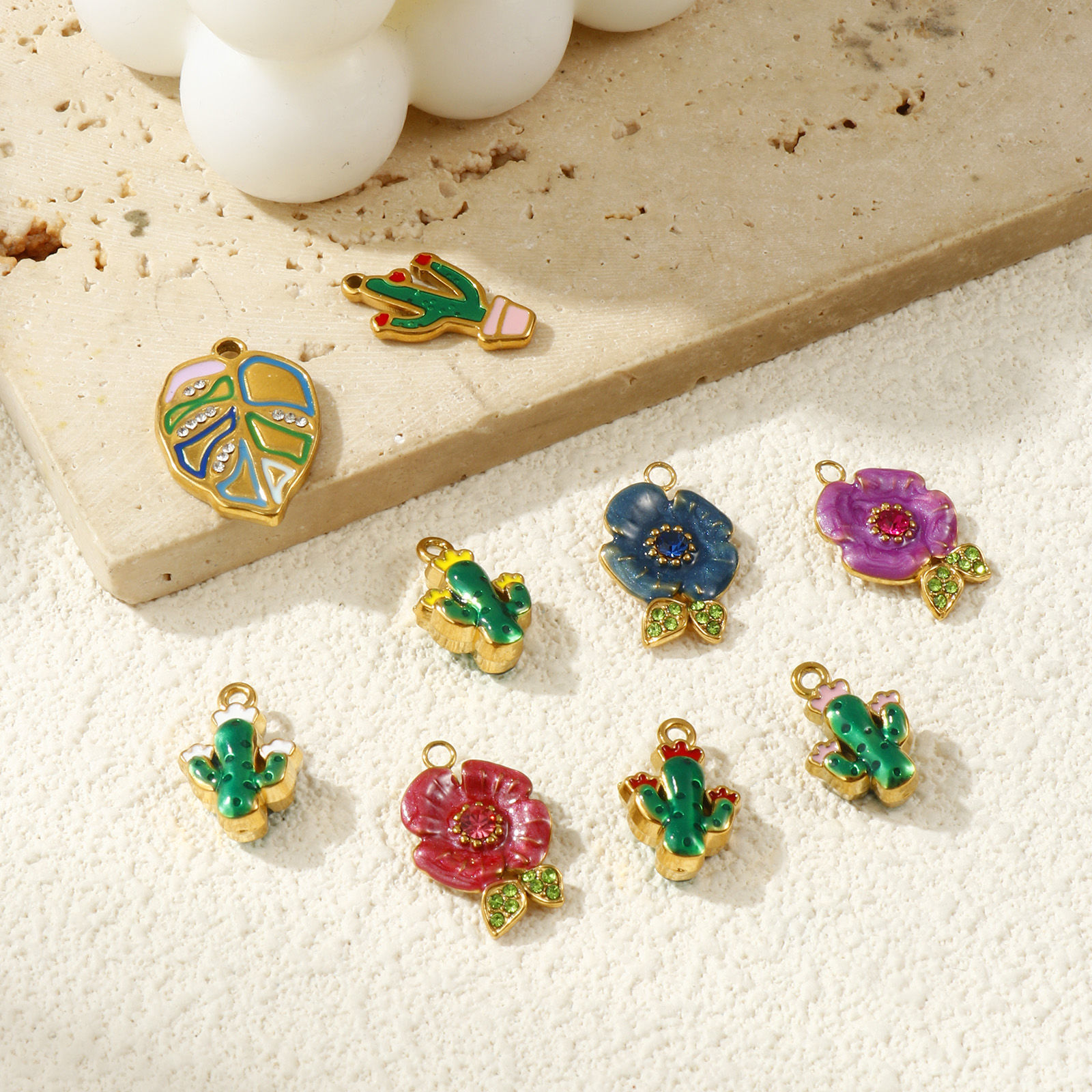Picture of Eco-friendly PVD Vacuum Plating 304 Stainless Steel Charms 18K Real Gold Plated Enamel