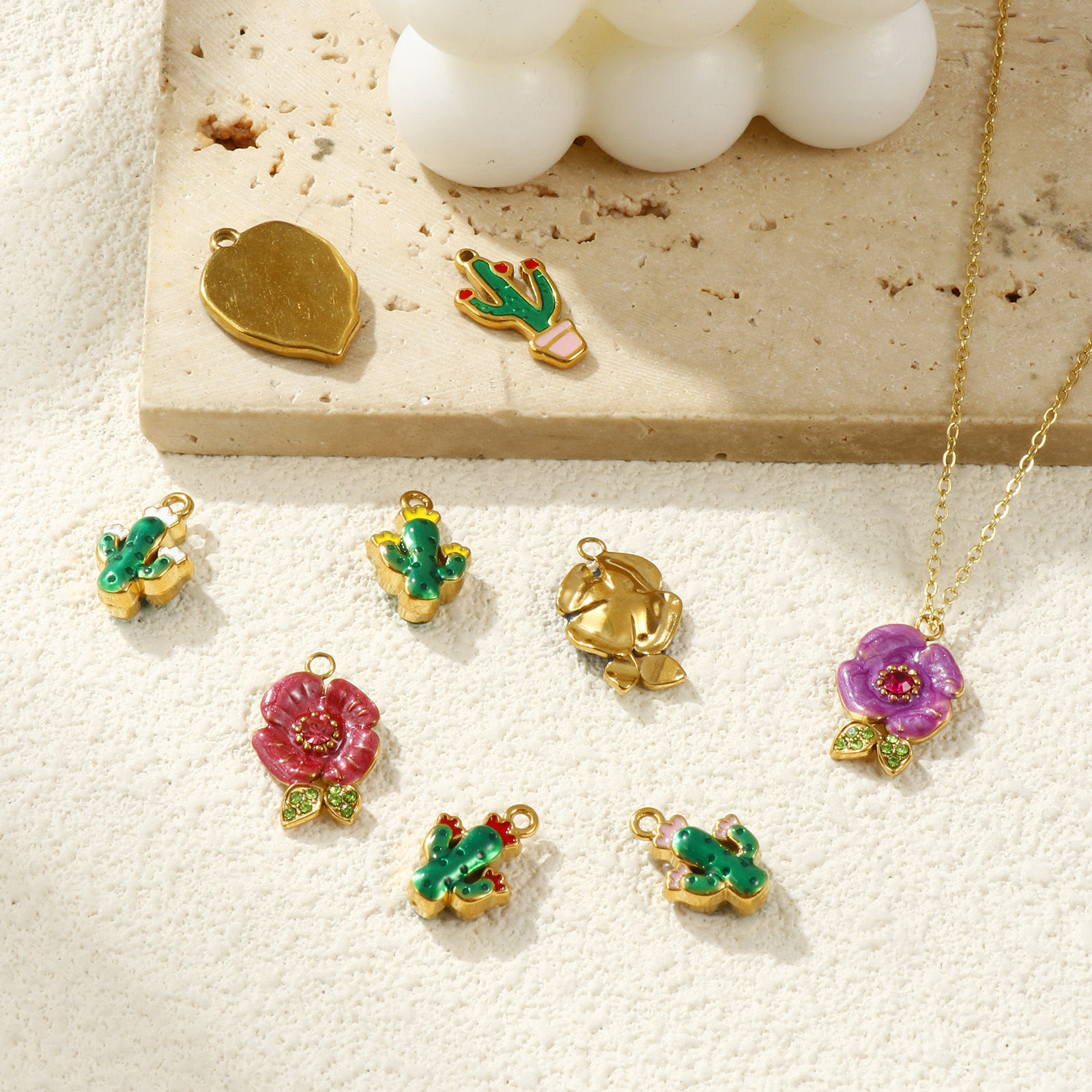 Picture of Eco-friendly PVD Vacuum Plating 304 Stainless Steel Charms 18K Real Gold Plated Enamel