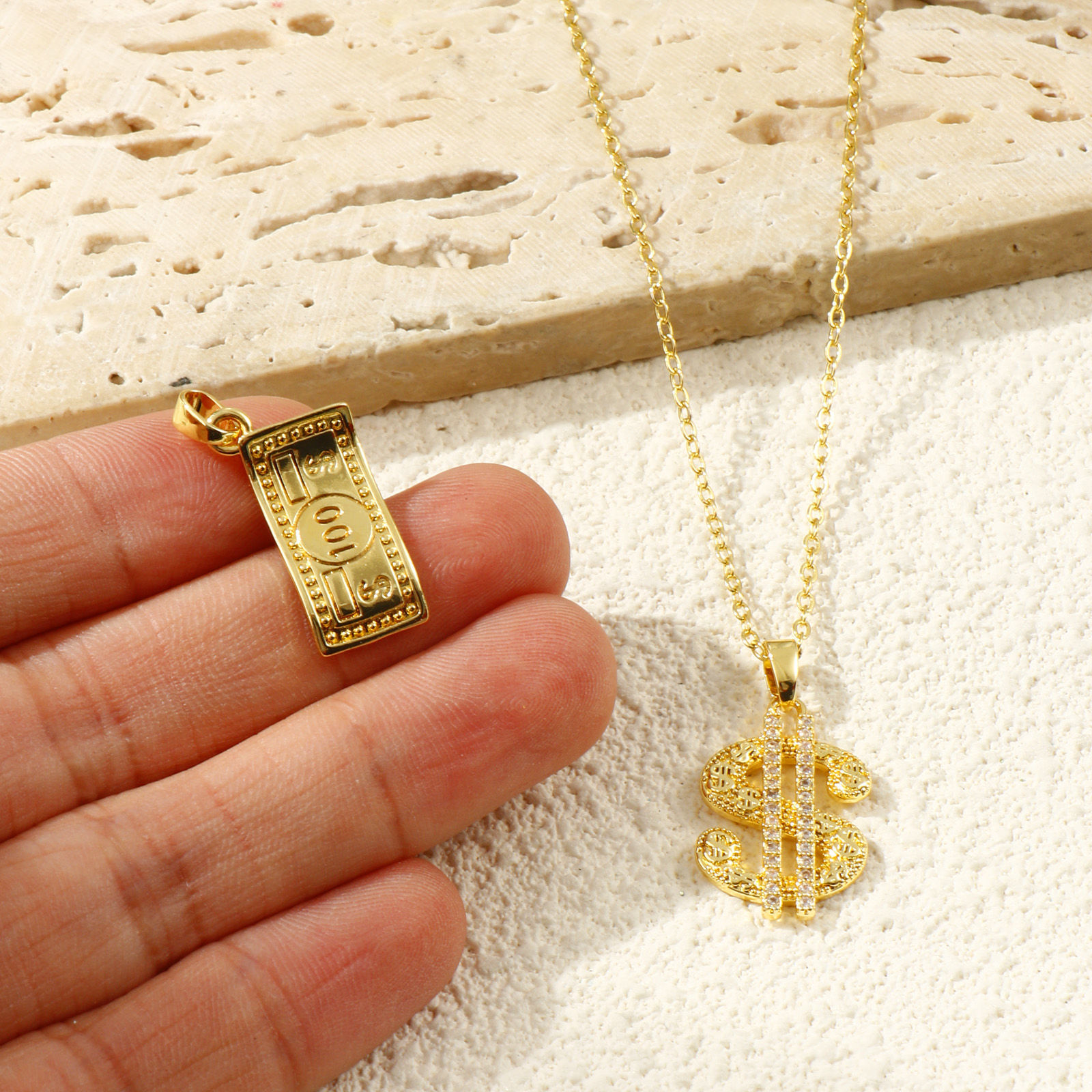 Picture of Eco-friendly Brass Charm Pendant 18K Real Gold Plated Dollar Symbol