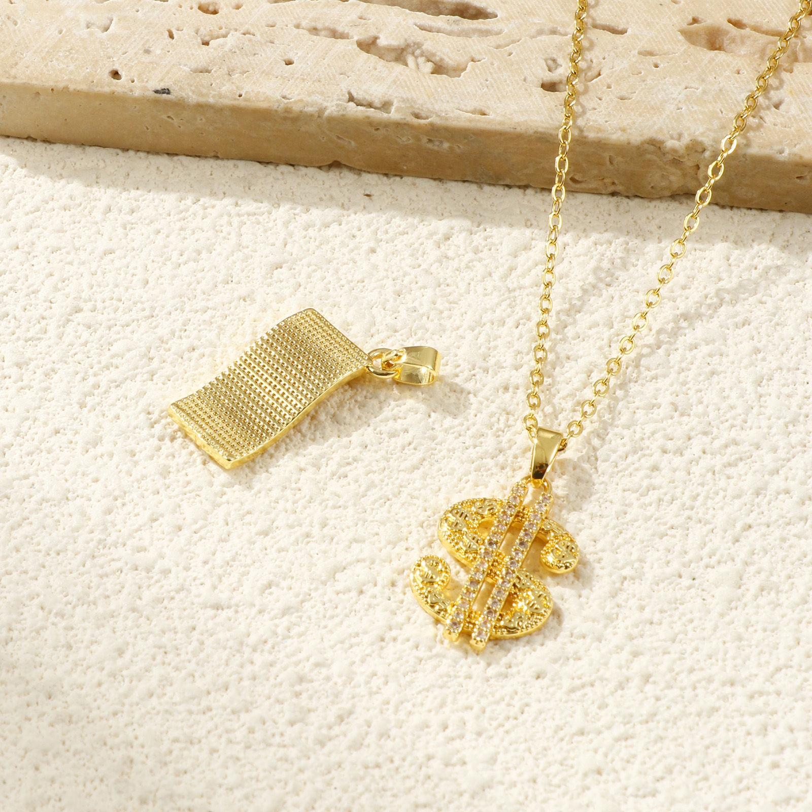 Picture of Eco-friendly Brass Charm Pendant 18K Real Gold Plated Dollar Symbol