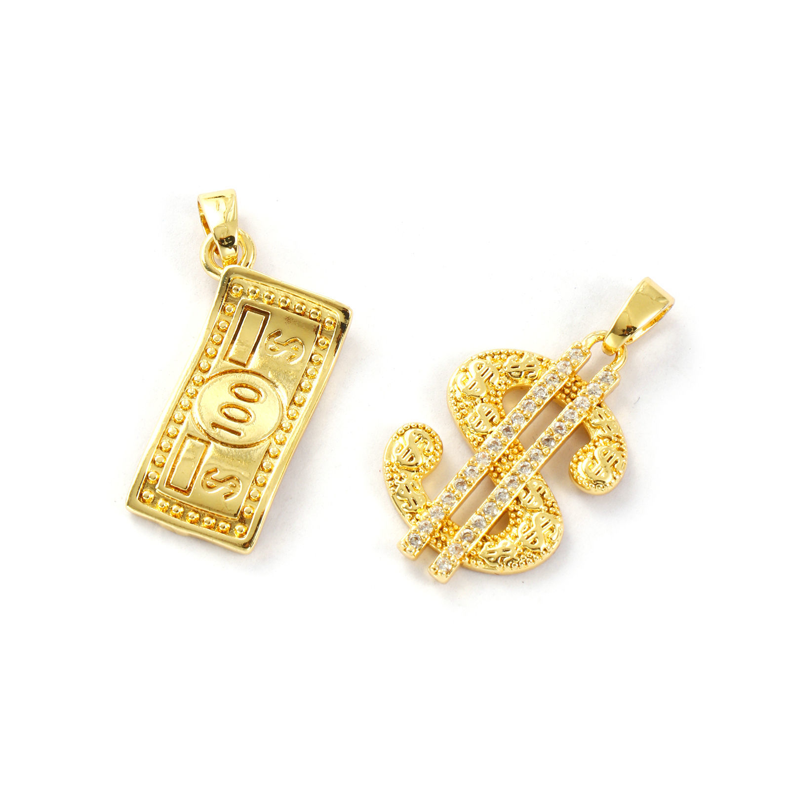 Picture of Eco-friendly Brass Charm Pendant 18K Real Gold Plated Dollar Symbol