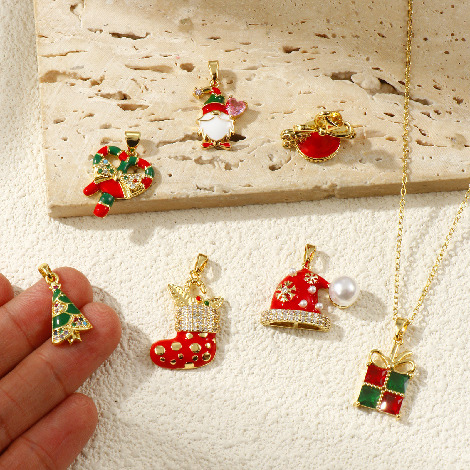Picture of Brass Christmas Charm Pendant 18K Gold Plated