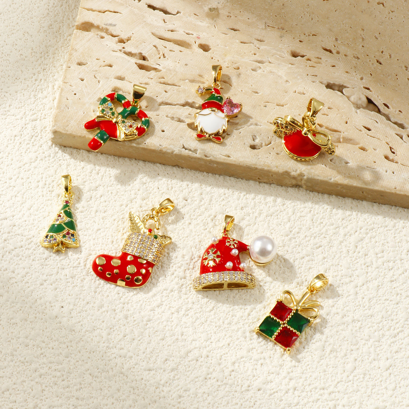 Picture of Brass Christmas Charm Pendant 18K Gold Plated