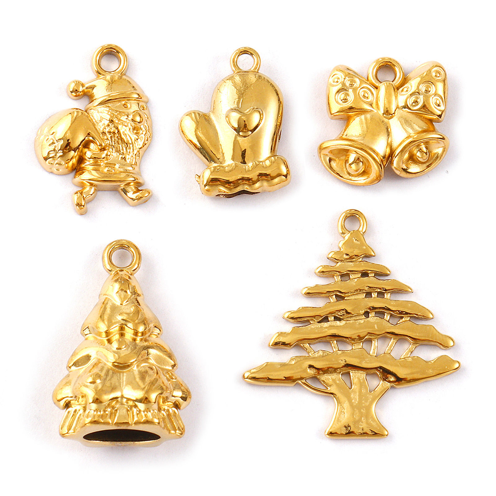 Picture of Eco-friendly PVD Vacuum Plating 304 Stainless Steel Christmas Charms 18K Real Gold Plated