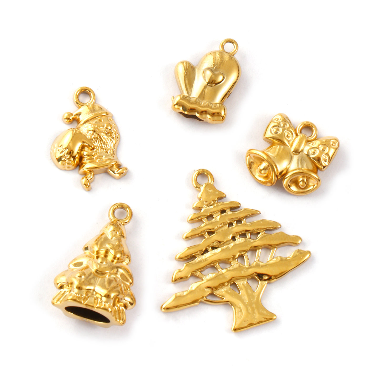 Picture of Eco-friendly PVD Vacuum Plating 304 Stainless Steel Christmas Charms 18K Real Gold Plated