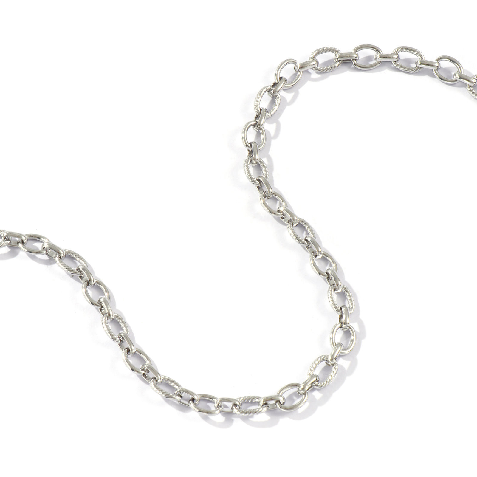 Picture of Wholesale Handmade Link Chain Necklace, Silver Tone 304 Stainless Steel, Unisex Eco-friendly Exquisite Simple & Casual Gift Jewelry For Retailer, 40cm(15.7") + 5cm(2") long, 1 Piece