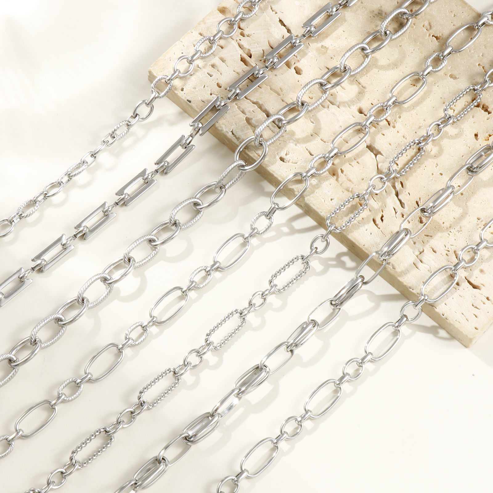 Picture of Wholesale Handmade Link Chain Necklace, Silver Tone 304 Stainless Steel, Unisex Eco-friendly Exquisite Simple & Casual Gift Jewelry For Retailer, 40cm(15.7") + 5cm(2") long, 1 Piece