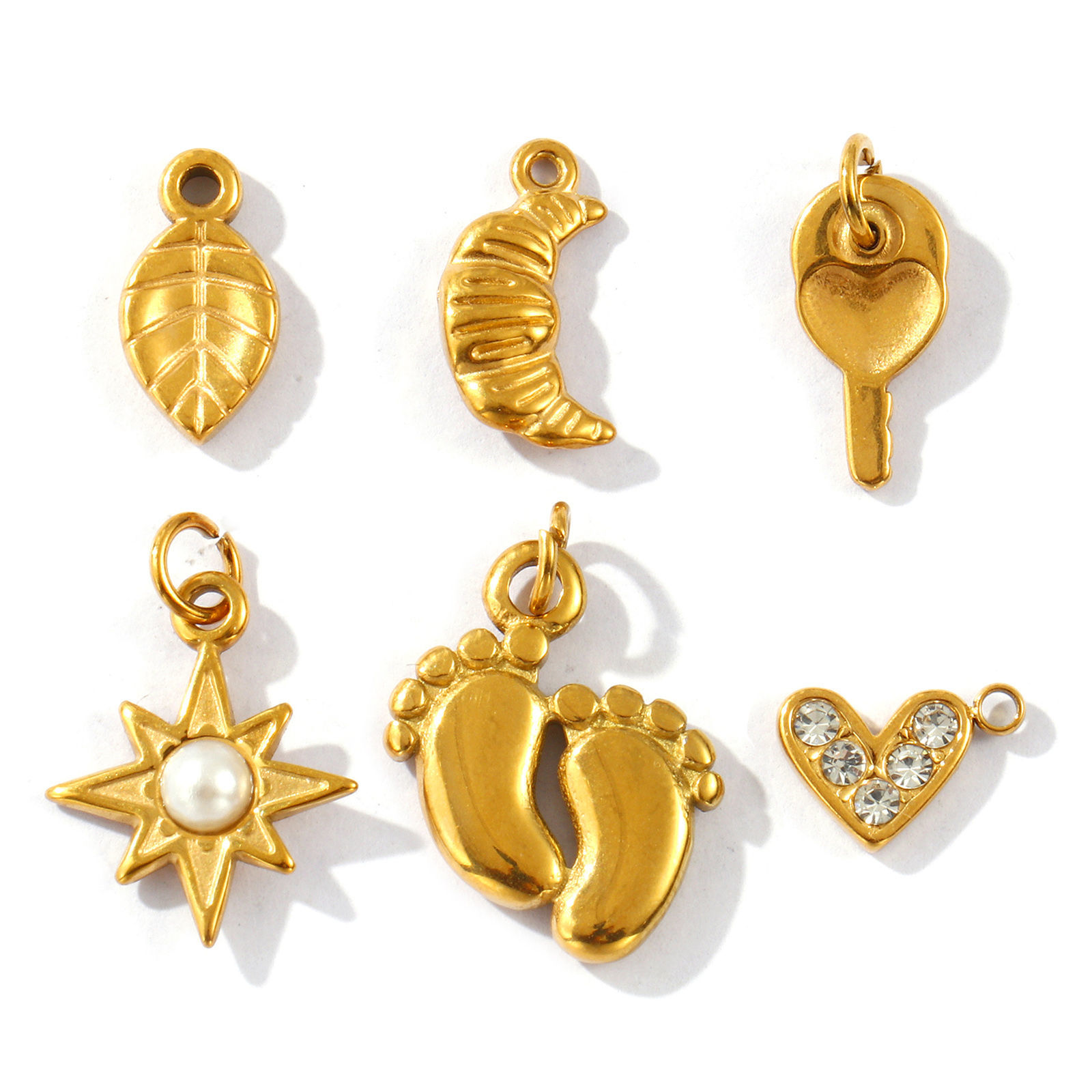 Picture of 2 PCs Eco-friendly PVD Vacuum Plating Waterproof Anti-Tarnish Hypoallergenic 304 Stainless Steel Charms 18K Real Gold Plated
