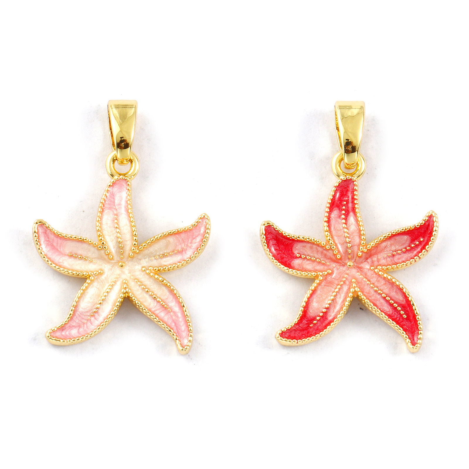 Picture of 2 PCs Eco-friendly Brass Flora Collection Charm Pendant 18K Real Gold Plated Flower Pearlized 23mm x 16mm