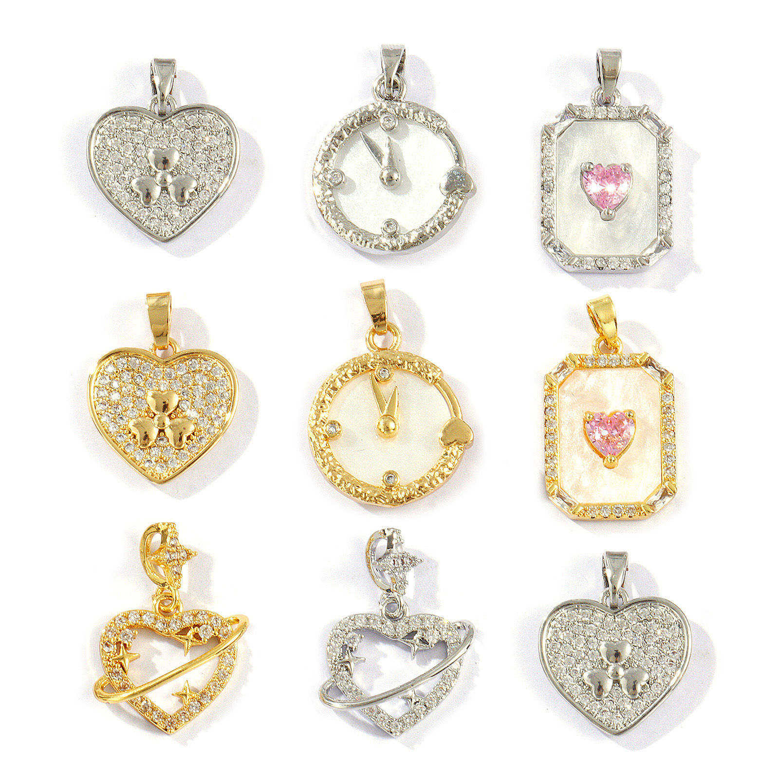 Picture of Brass & Cubic Zirconia Valentine's Day Charms Multicolor Micro Pave