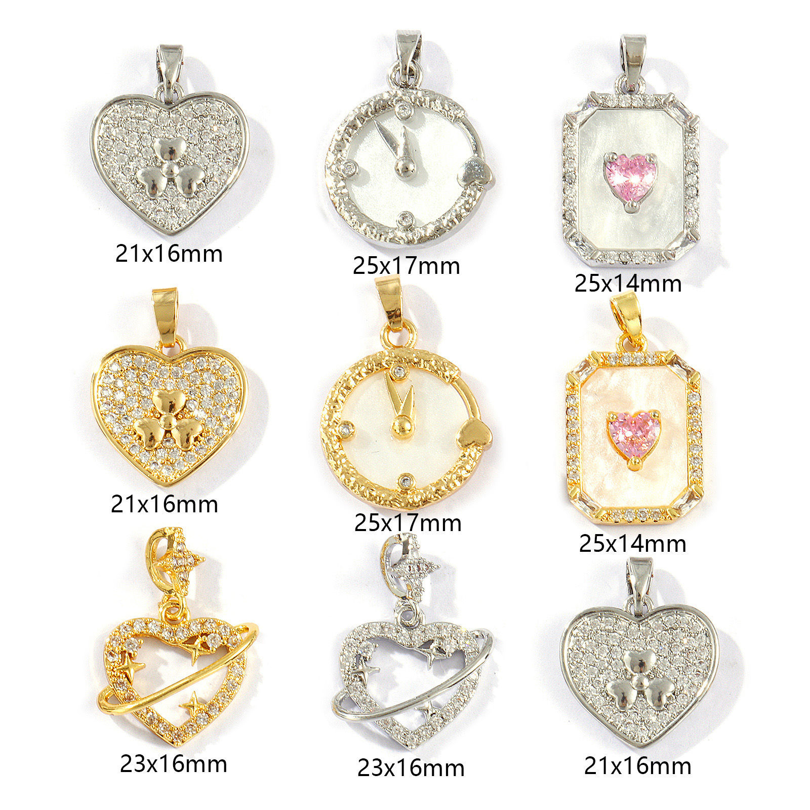 Picture of Brass & Cubic Zirconia Valentine's Day Charms Multicolor Micro Pave