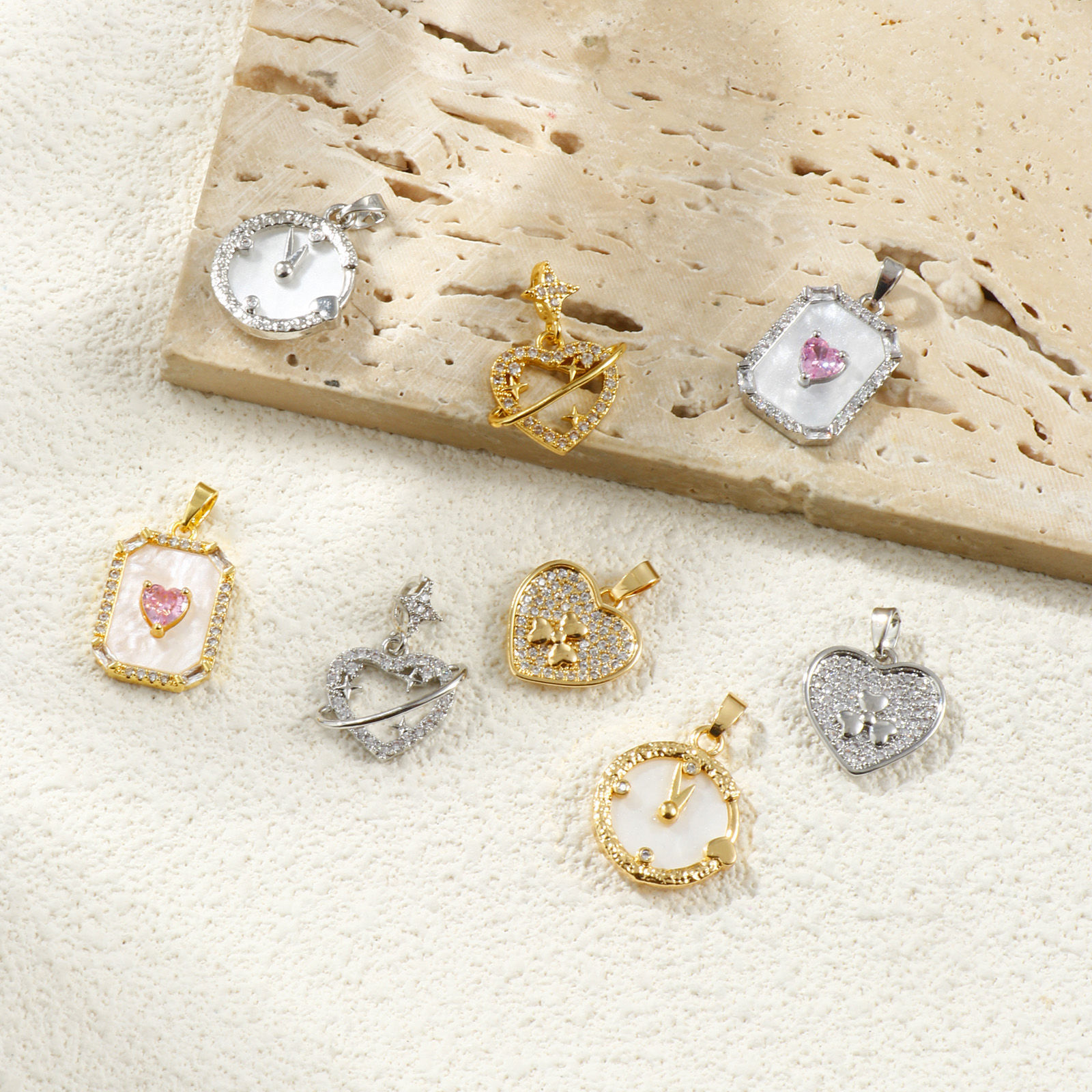 Picture of Brass & Cubic Zirconia Valentine's Day Charms Multicolor Micro Pave