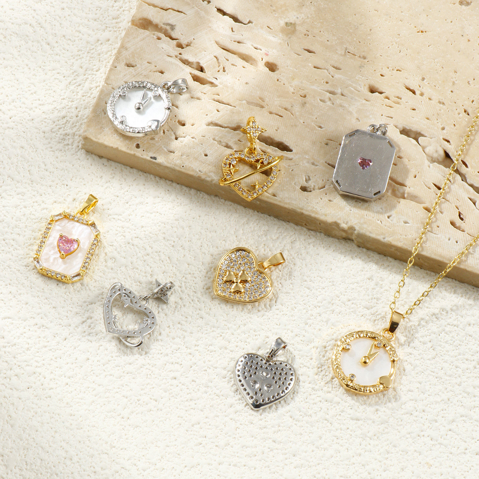 Picture of Brass & Cubic Zirconia Valentine's Day Charms Multicolor Micro Pave