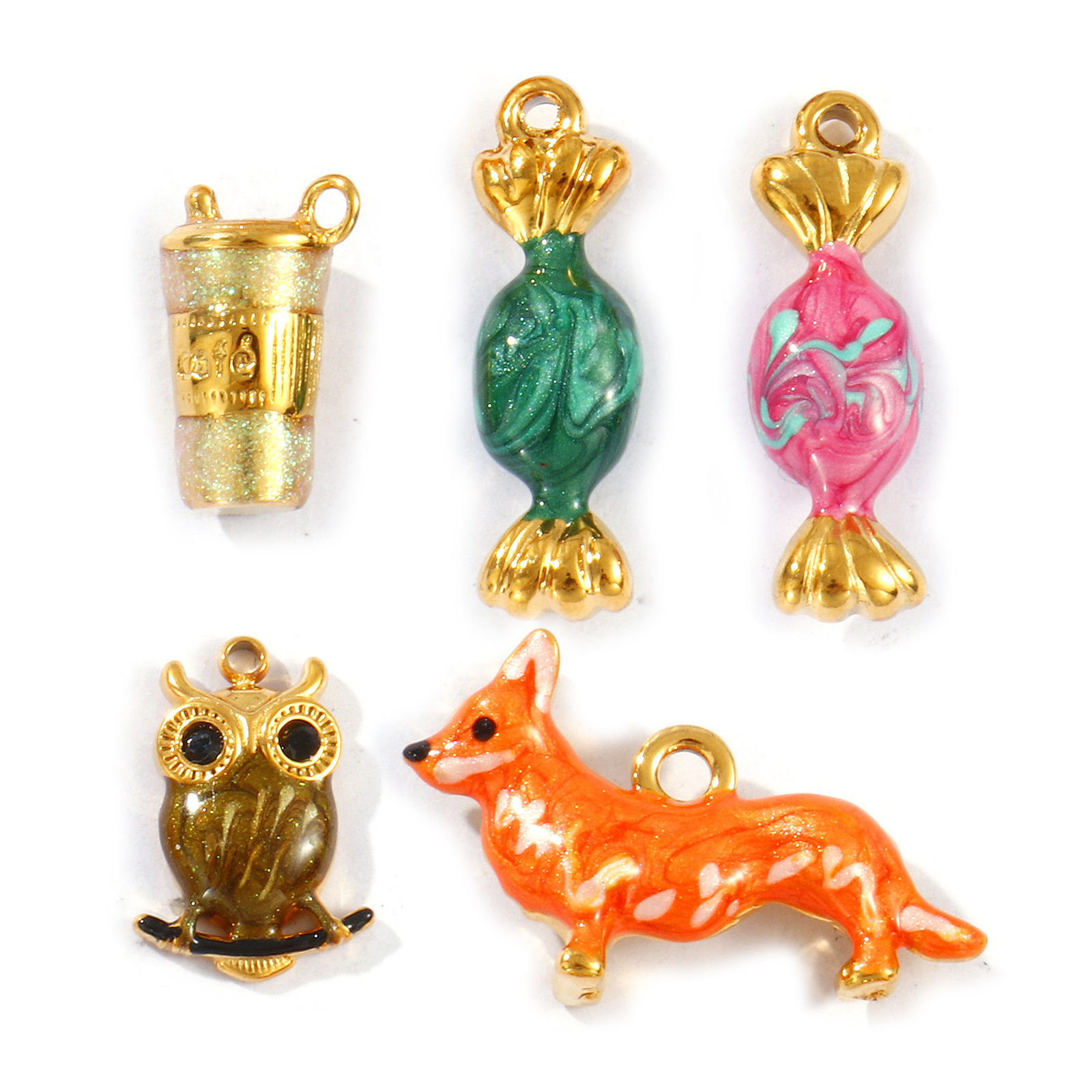 Picture of Eco-friendly PVD Vacuum Plating Waterproof Anti-Tarnish Hypoallergenic 304 Stainless Steel Charms 18K Real Gold Plated Enamel 3D