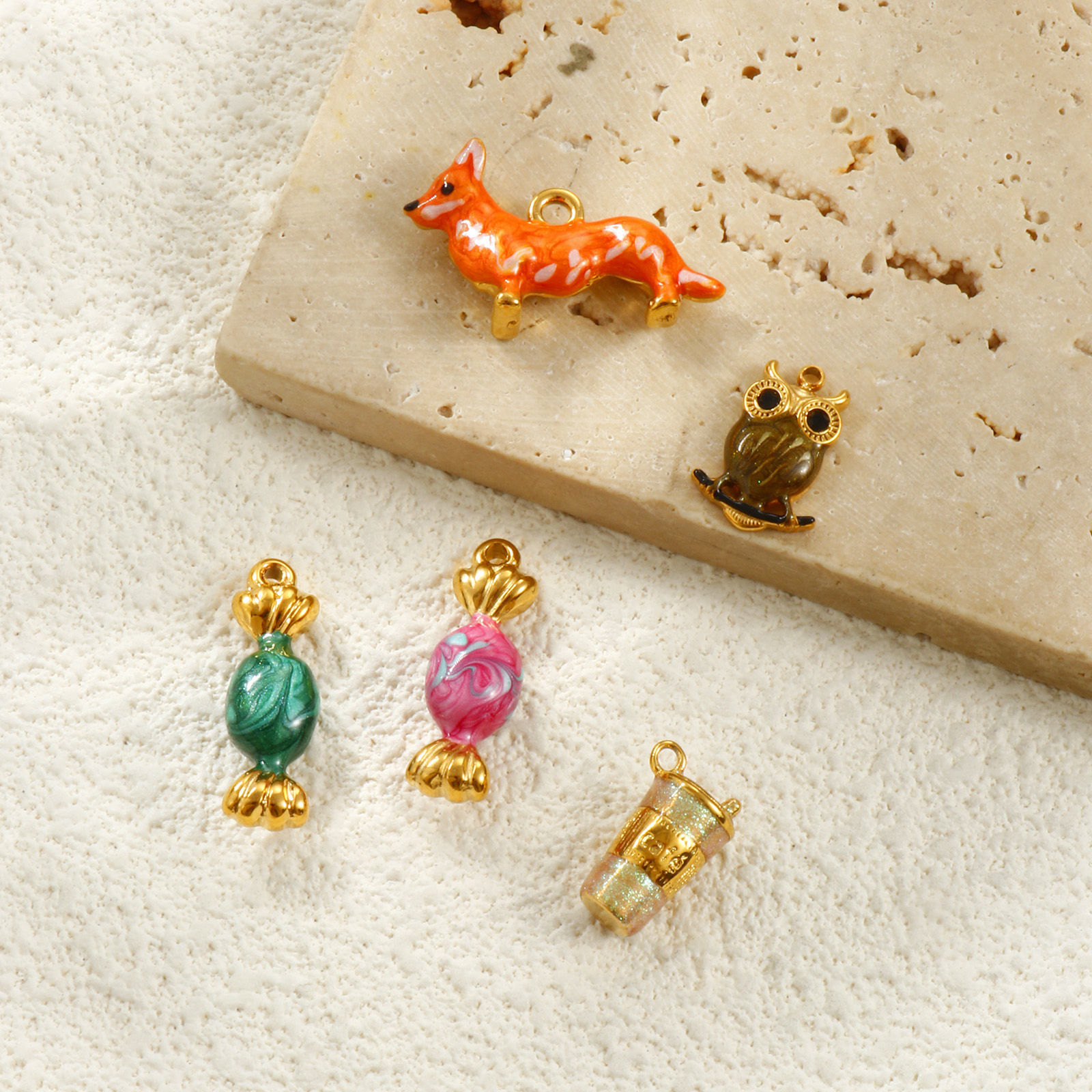 Picture of Eco-friendly PVD Vacuum Plating Waterproof Anti-Tarnish Hypoallergenic 304 Stainless Steel Charms 18K Real Gold Plated Enamel 3D