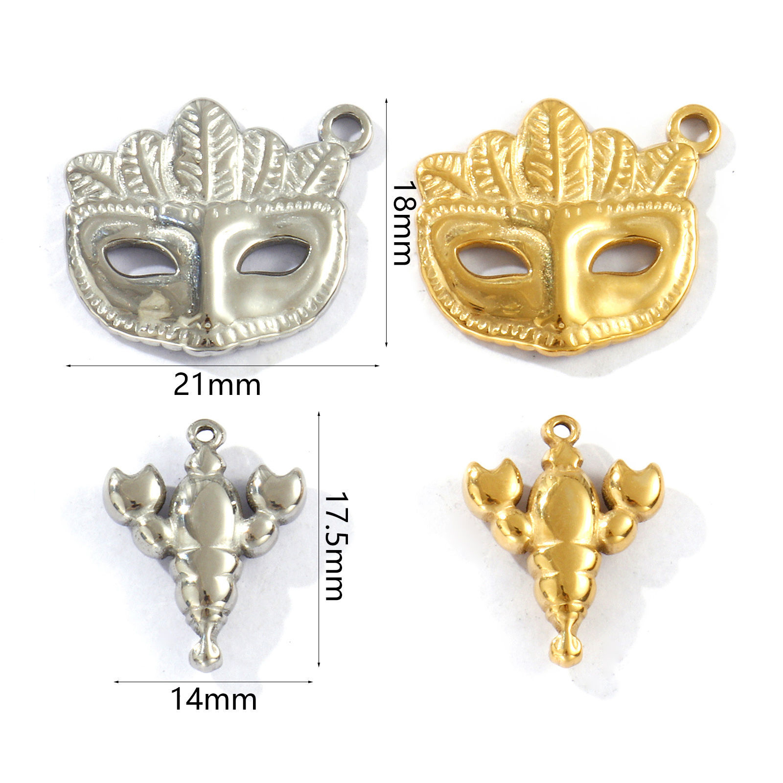 Image de 2 Pcs Breloques en 304 Acier Inoxydable Respectueux de la Nature Multicolore