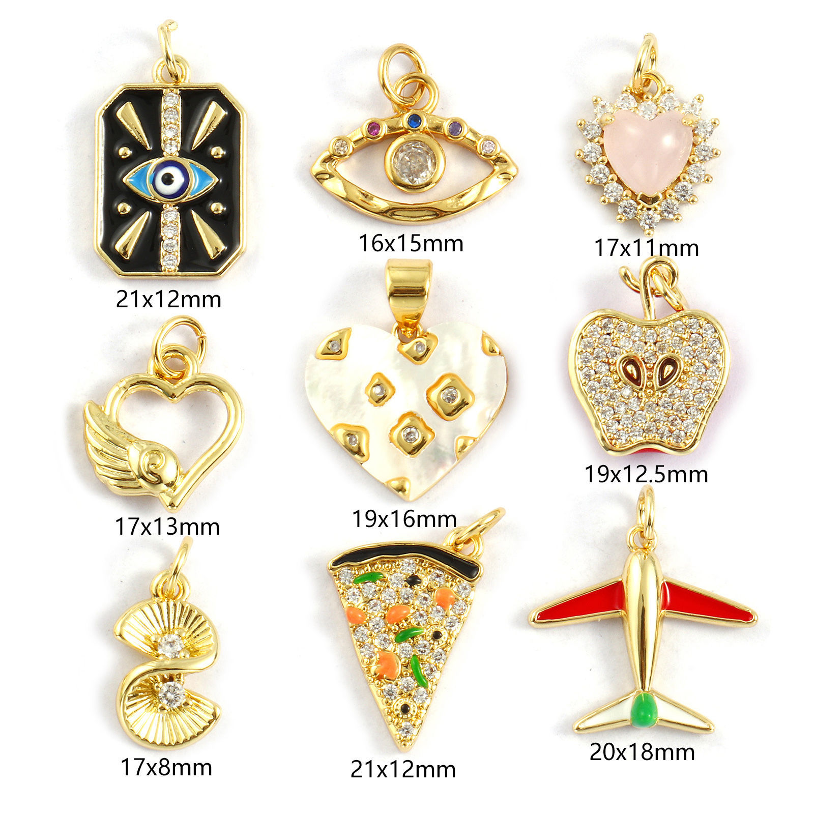 Picture of Eco-friendly Brass Charms 18K Real Gold Plated Pizza Eye