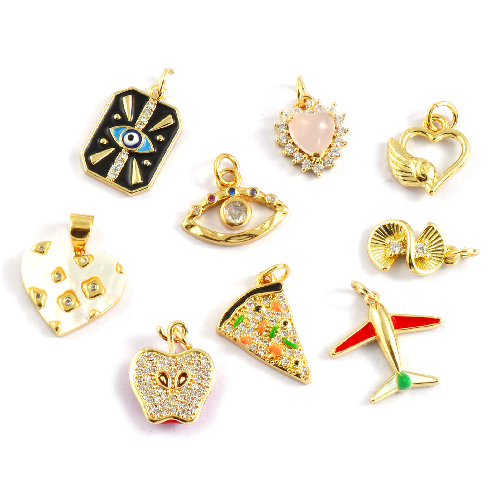 Picture of Eco-friendly Brass Charms 18K Real Gold Plated Pizza Eye