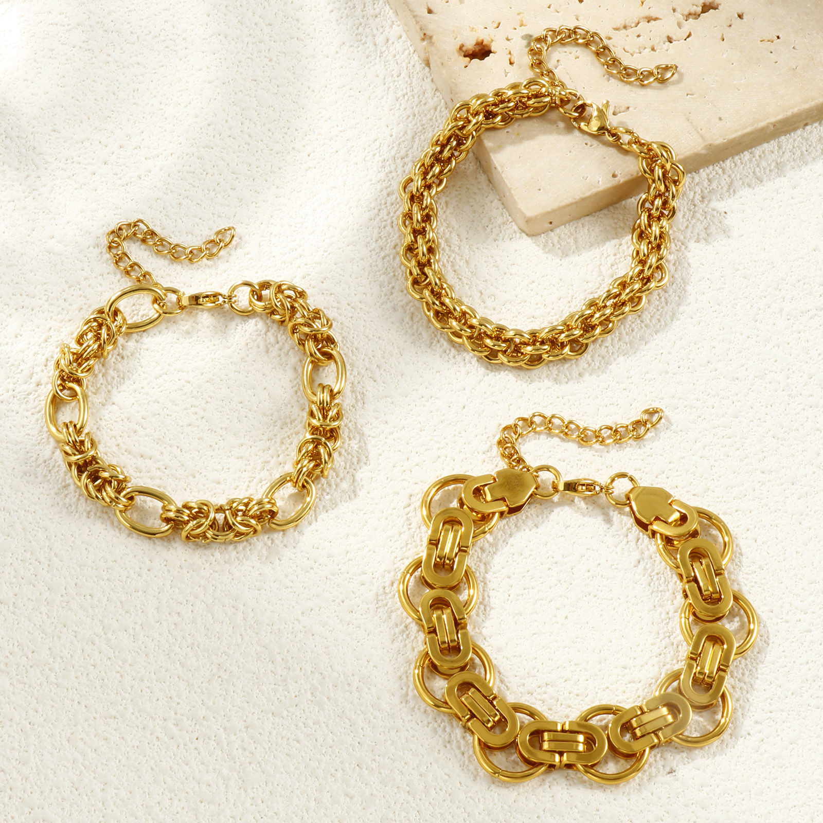 Picture of Wholesale Handmade Link Chain Bracelets, 18K Gold Plated 304 Stainless Steel, Unisex Eco-friendly Stylish Minimalist Gift Jewelry Supply 17cm(6.7") long