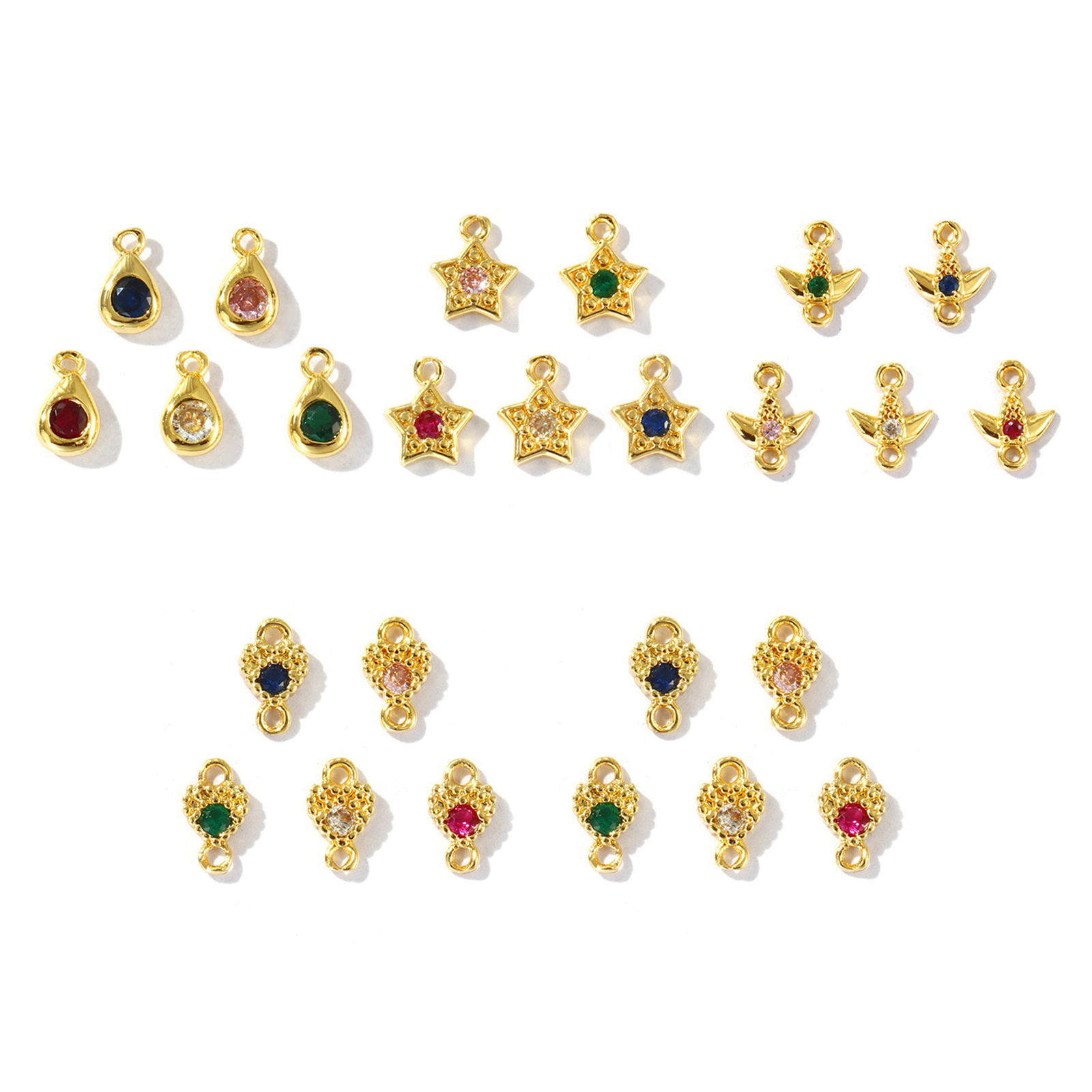 Imagen de 5 Unidades Latón Colgantes Multicolor Geométrico Color mezclado Rhinestone