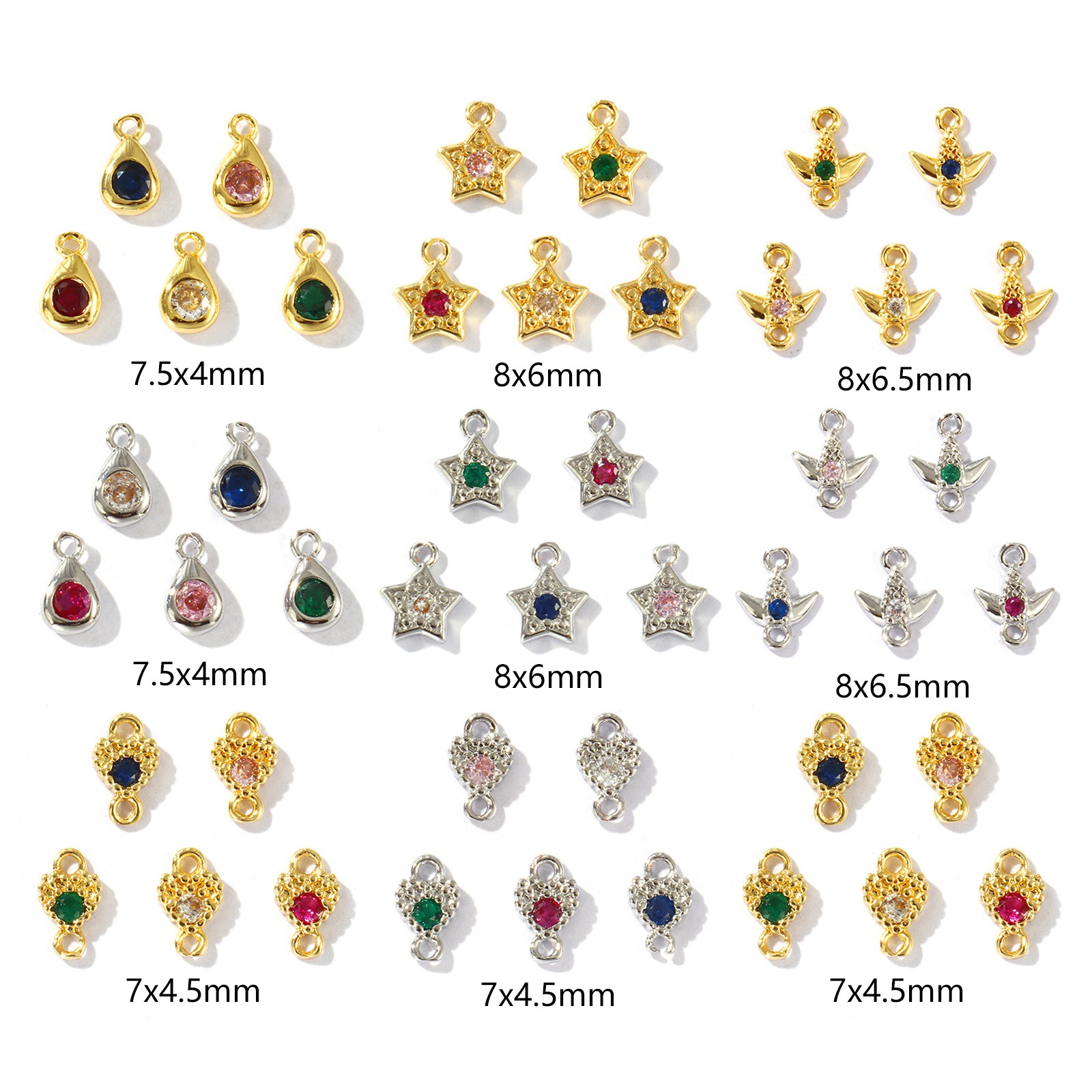 Imagen de 5 Unidades Latón Colgantes Multicolor Geométrico Color mezclado Rhinestone