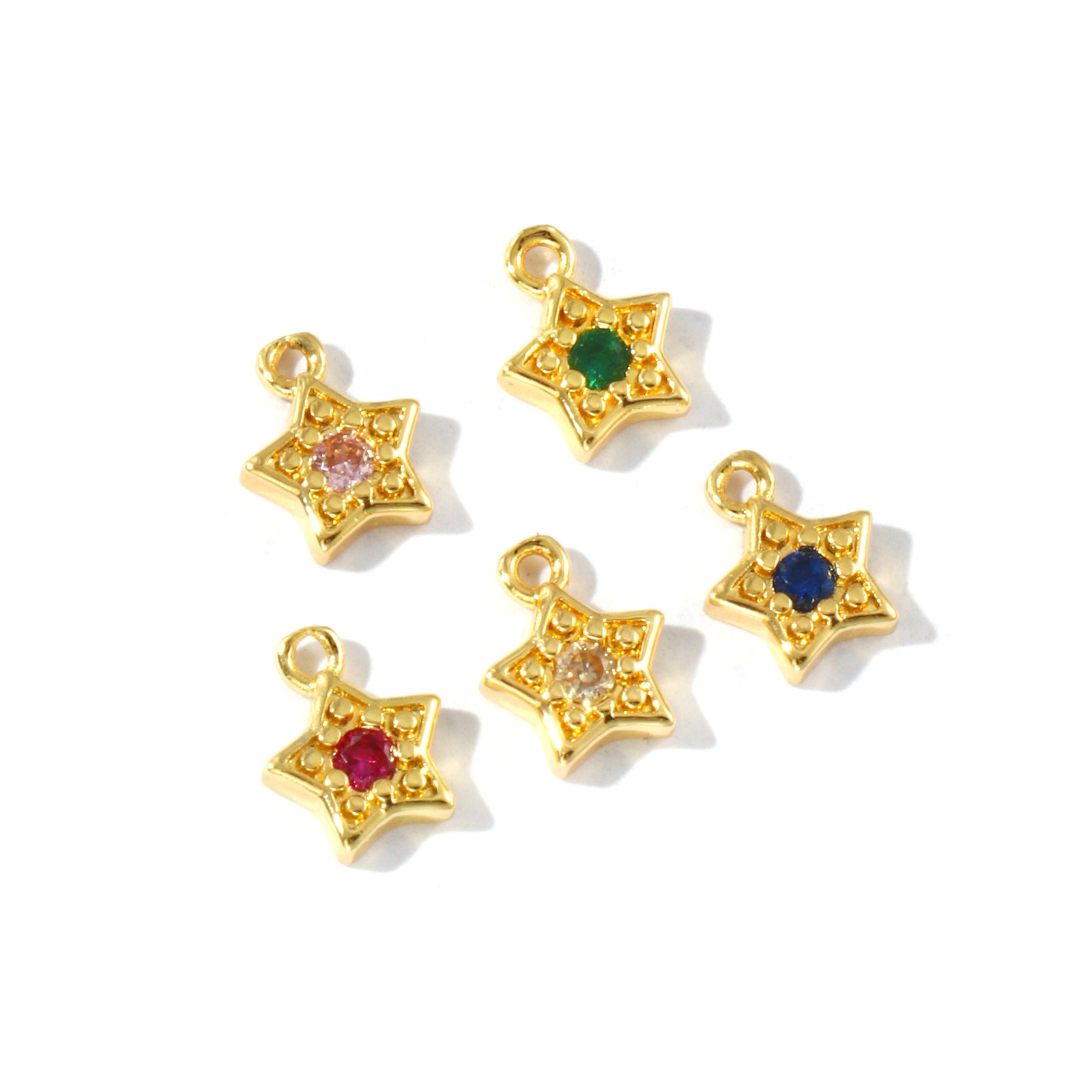 Imagen de 5 Unidades Latón Colgantes Multicolor Geométrico Color mezclado Rhinestone