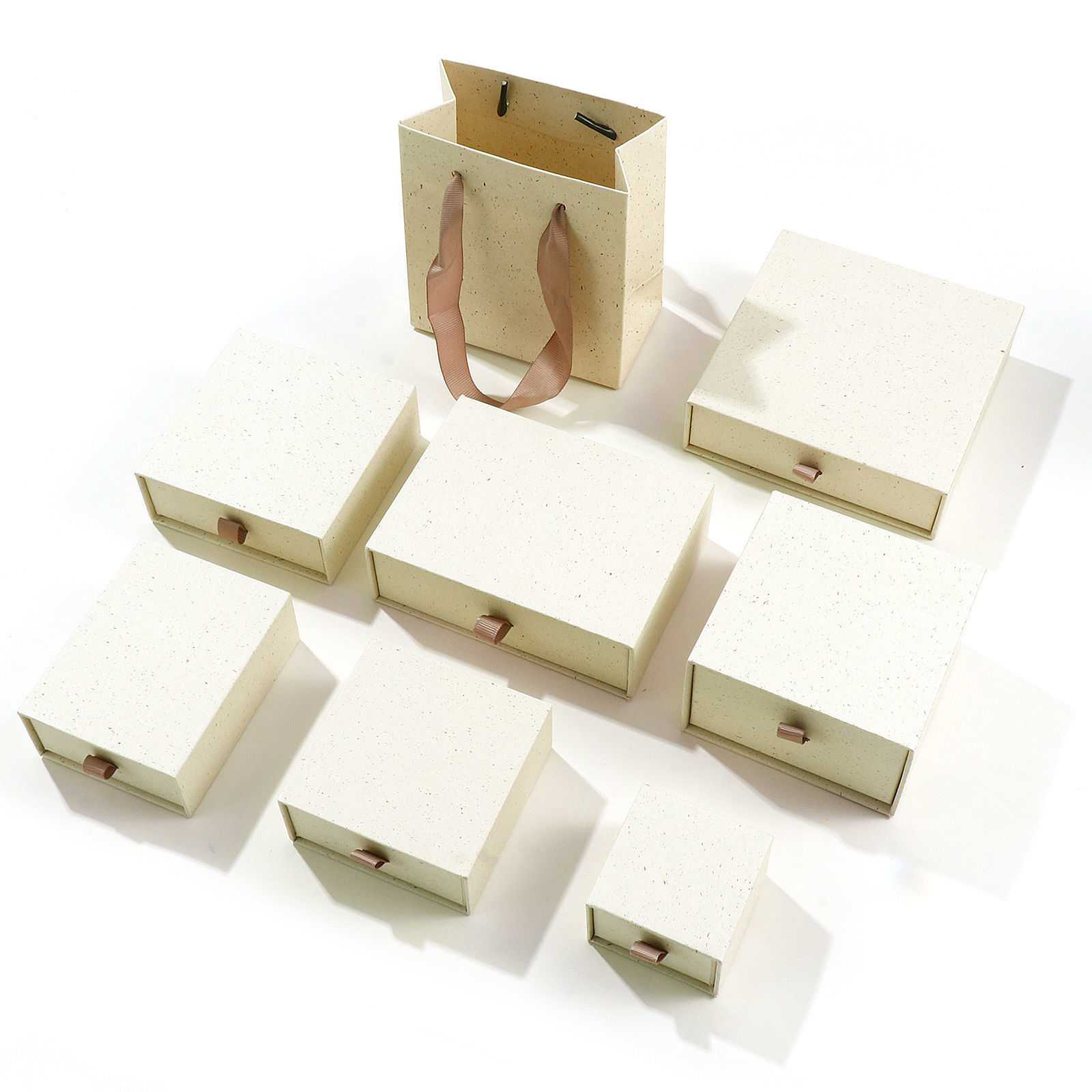 Imagen de 2 Unidades Papel Caja de Regalo de Joyería con Cajón Extraíble Beige