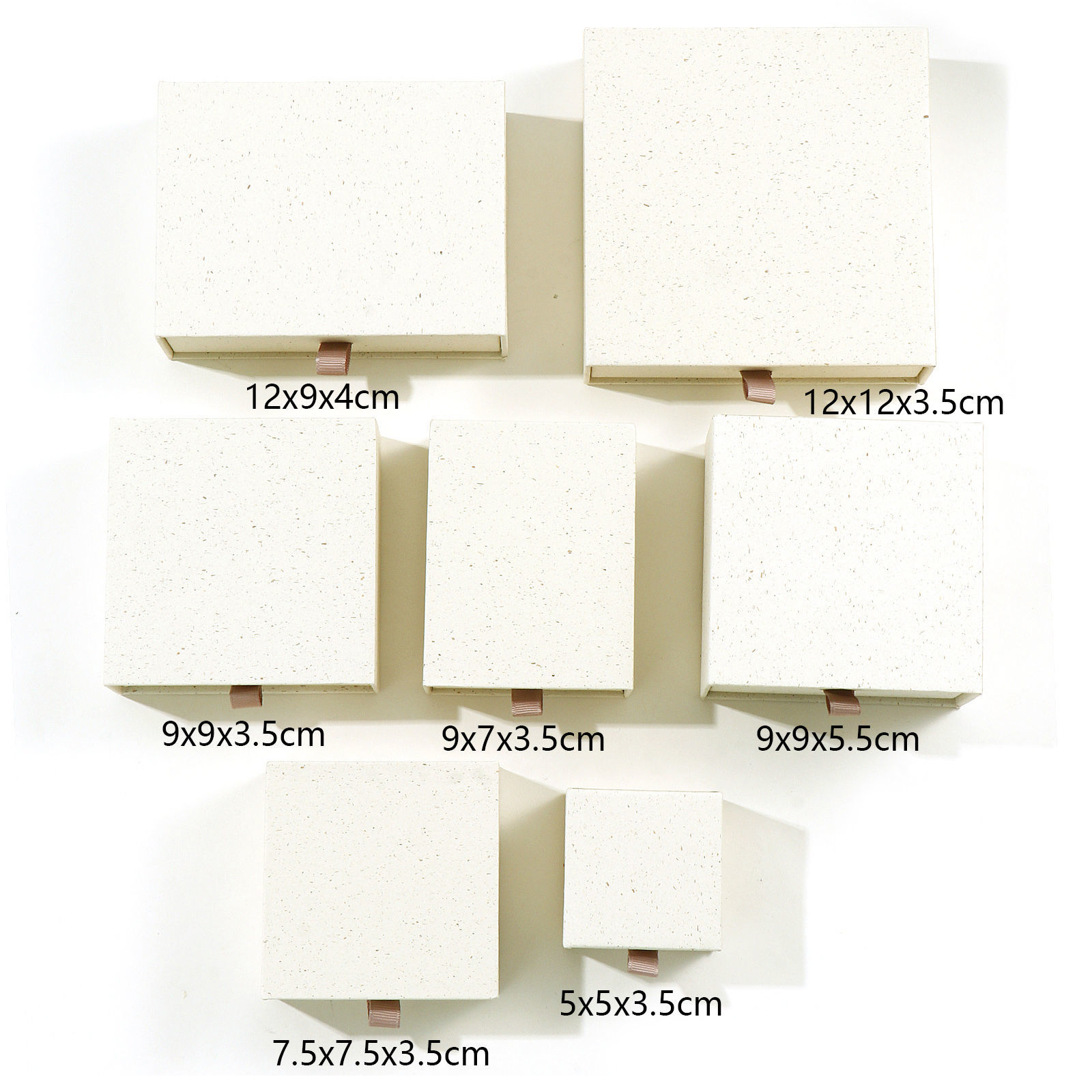 Imagen de 2 Unidades Papel Caja de Regalo de Joyería con Cajón Extraíble Beige