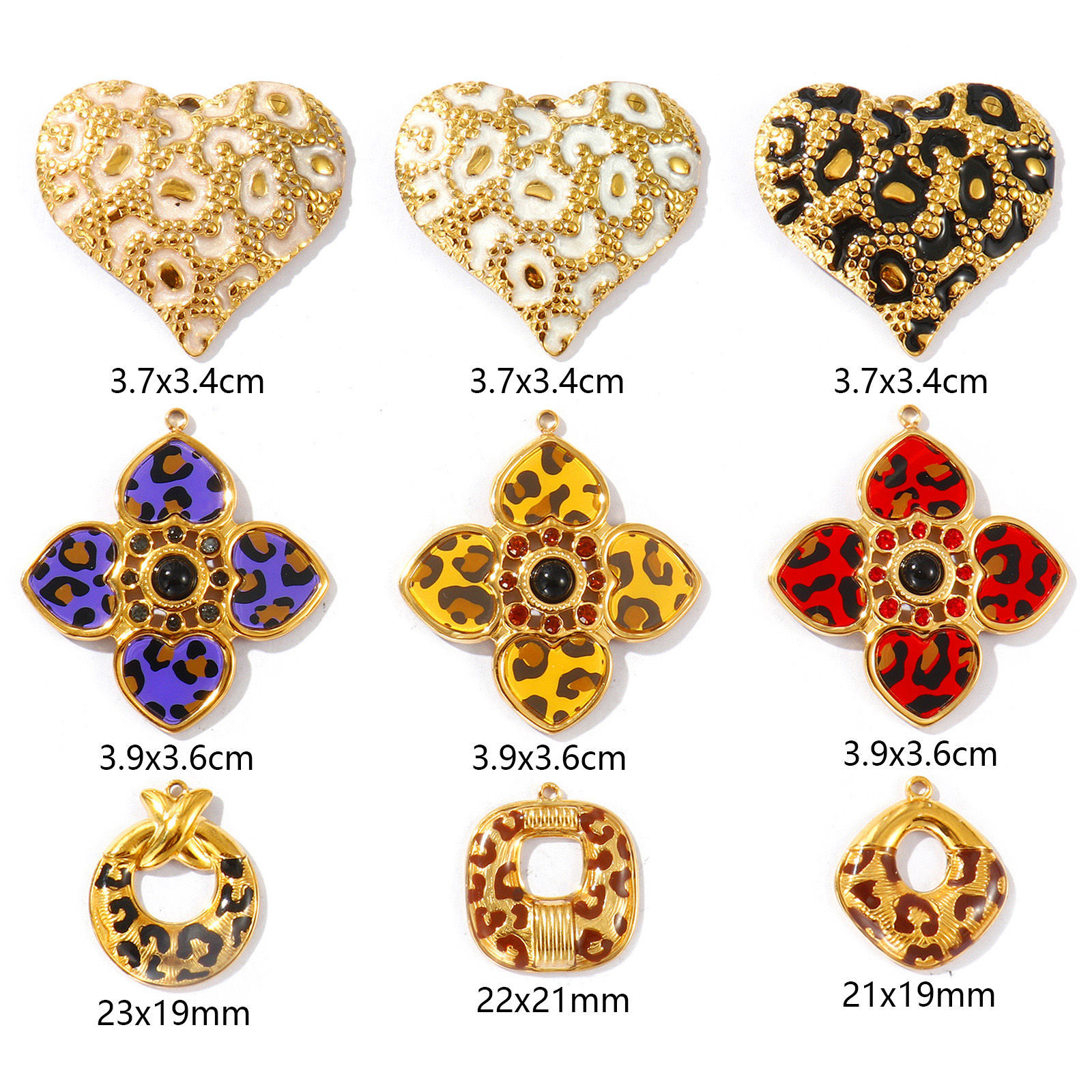 Picture of Eco-friendly PVD Vacuum Plating Waterproof Anti-Tarnish Hypoallergenic 304 Stainless Steel Charms 18K Real Gold Plated Leopard Print