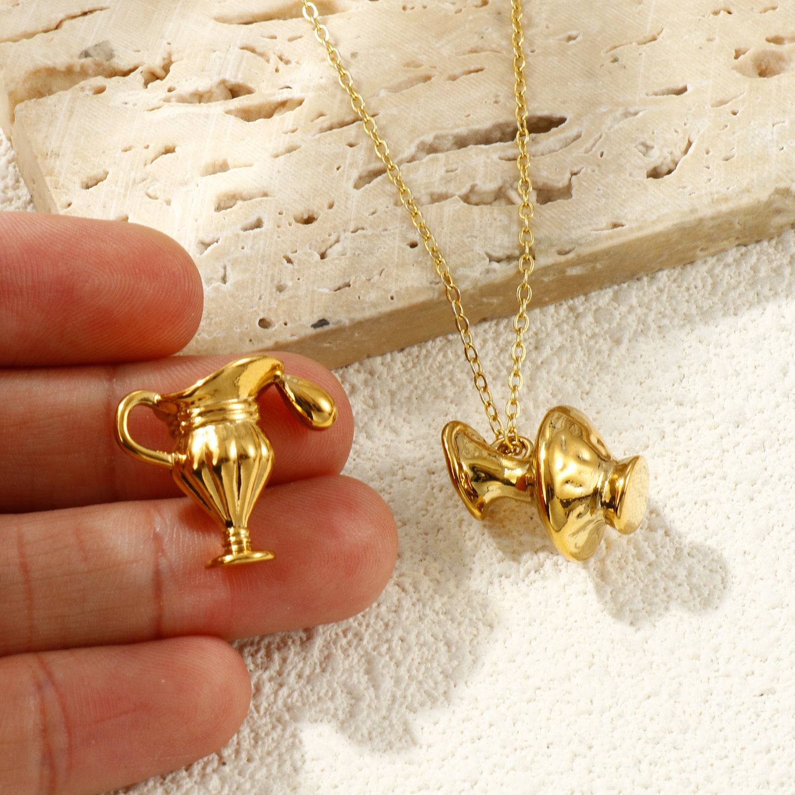 Picture of Eco-friendly PVD Vacuum Plating Waterproof Anti-Tarnish Hypoallergenic 304 Stainless Steel Charms 18K Real Gold Plated Bottle 3D