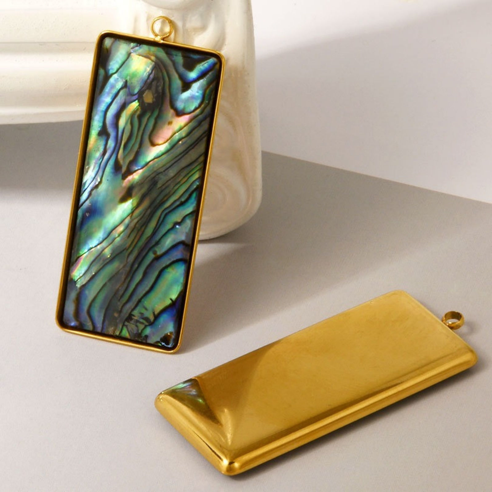 Picture of Eco-friendly 304 Stainless Steel & Natural Shell Charms Multicolor Geometric