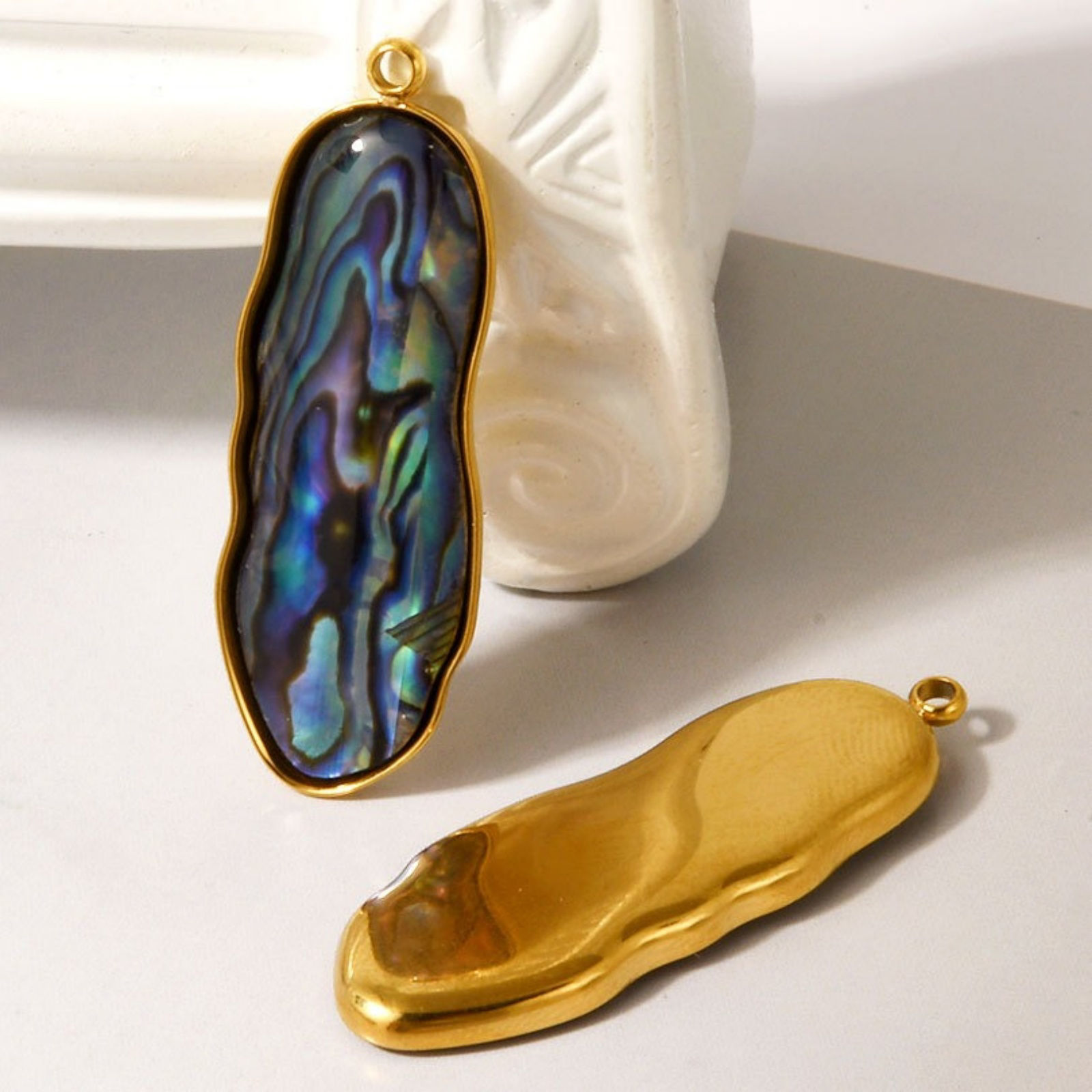 Picture of Eco-friendly 304 Stainless Steel & Natural Shell Charms Multicolor Geometric