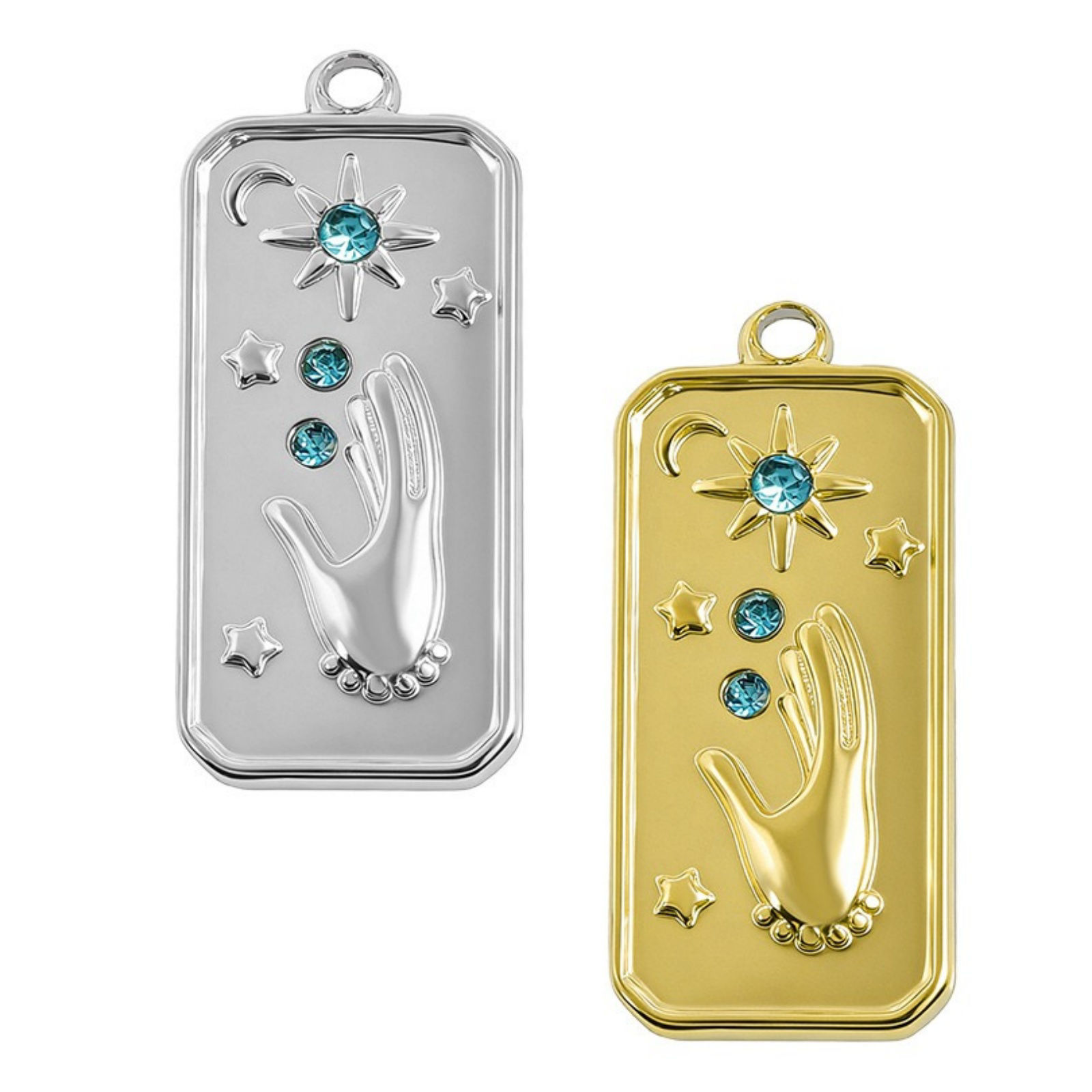 Picture of Eco-friendly 304 Stainless Steel Charms Multicolor Star Blue Rhinestone