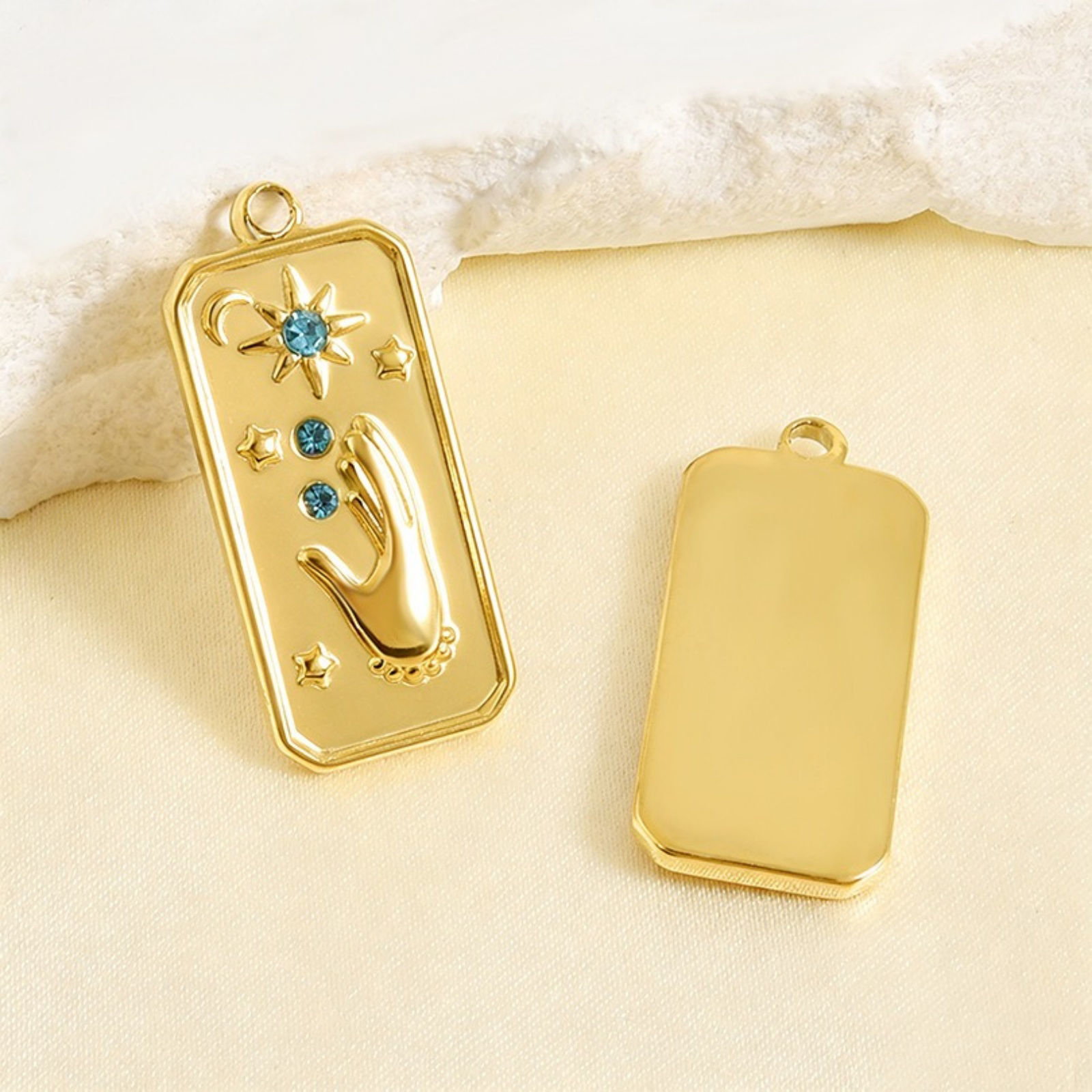 Picture of Eco-friendly 304 Stainless Steel Charms Multicolor Star Blue Rhinestone