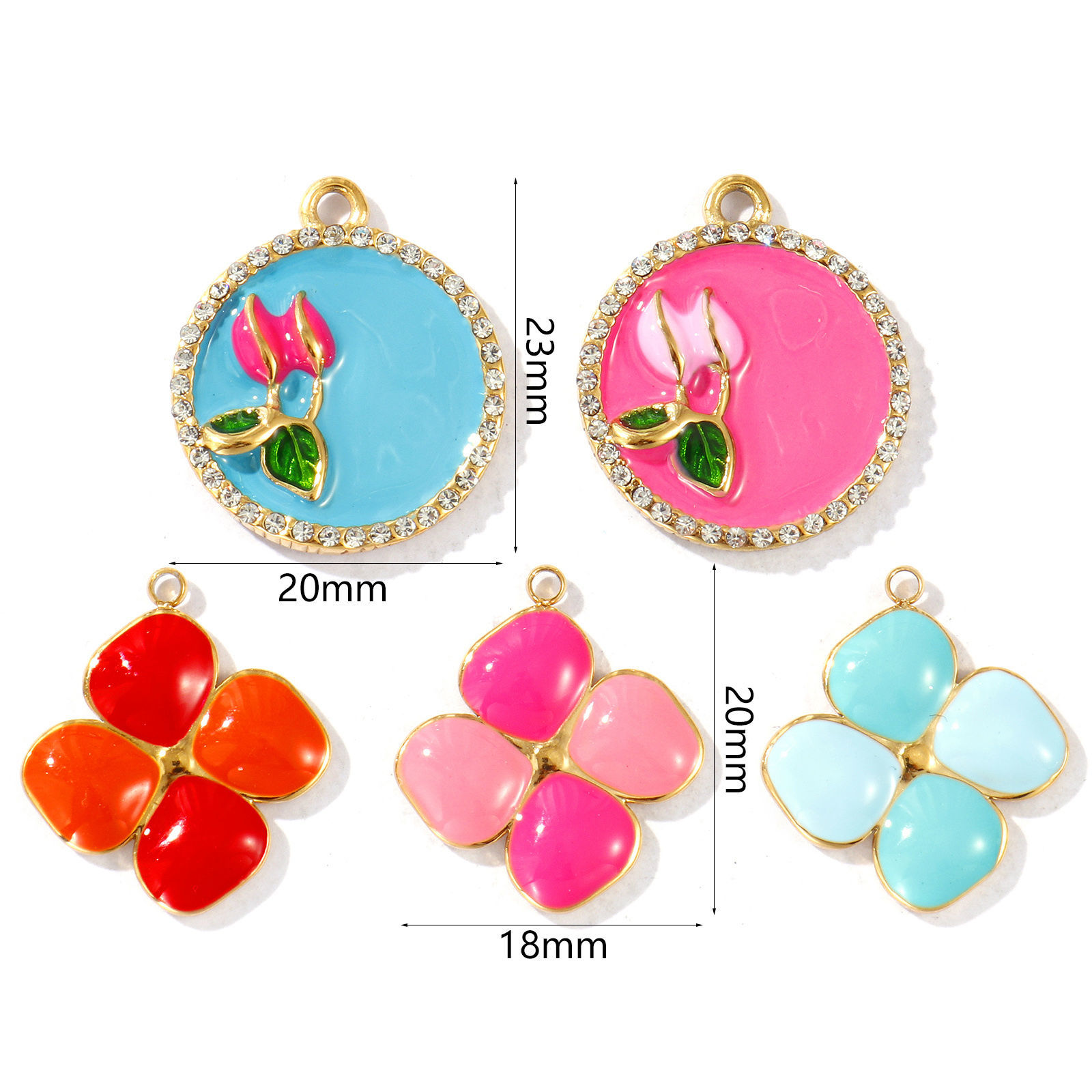 Picture of Eco-friendly PVD Vacuum Plating Waterproof Anti-Tarnish Hypoallergenic 304 Stainless Steel Charms 18K Real Gold Plated Enamel