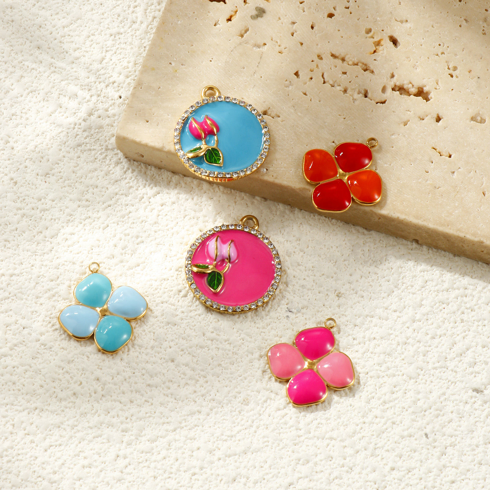 Picture of Eco-friendly PVD Vacuum Plating Waterproof Anti-Tarnish Hypoallergenic 304 Stainless Steel Charms 18K Real Gold Plated Enamel