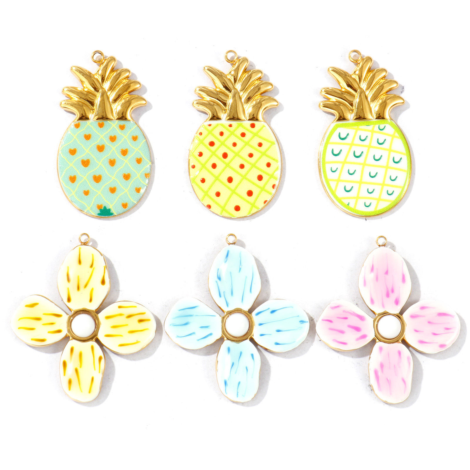 Picture of Eco-friendly PVD Vacuum Plating Waterproof Anti-Tarnish Hypoallergenic 304 Stainless Steel Charms 18K Real Gold Plated Enamel