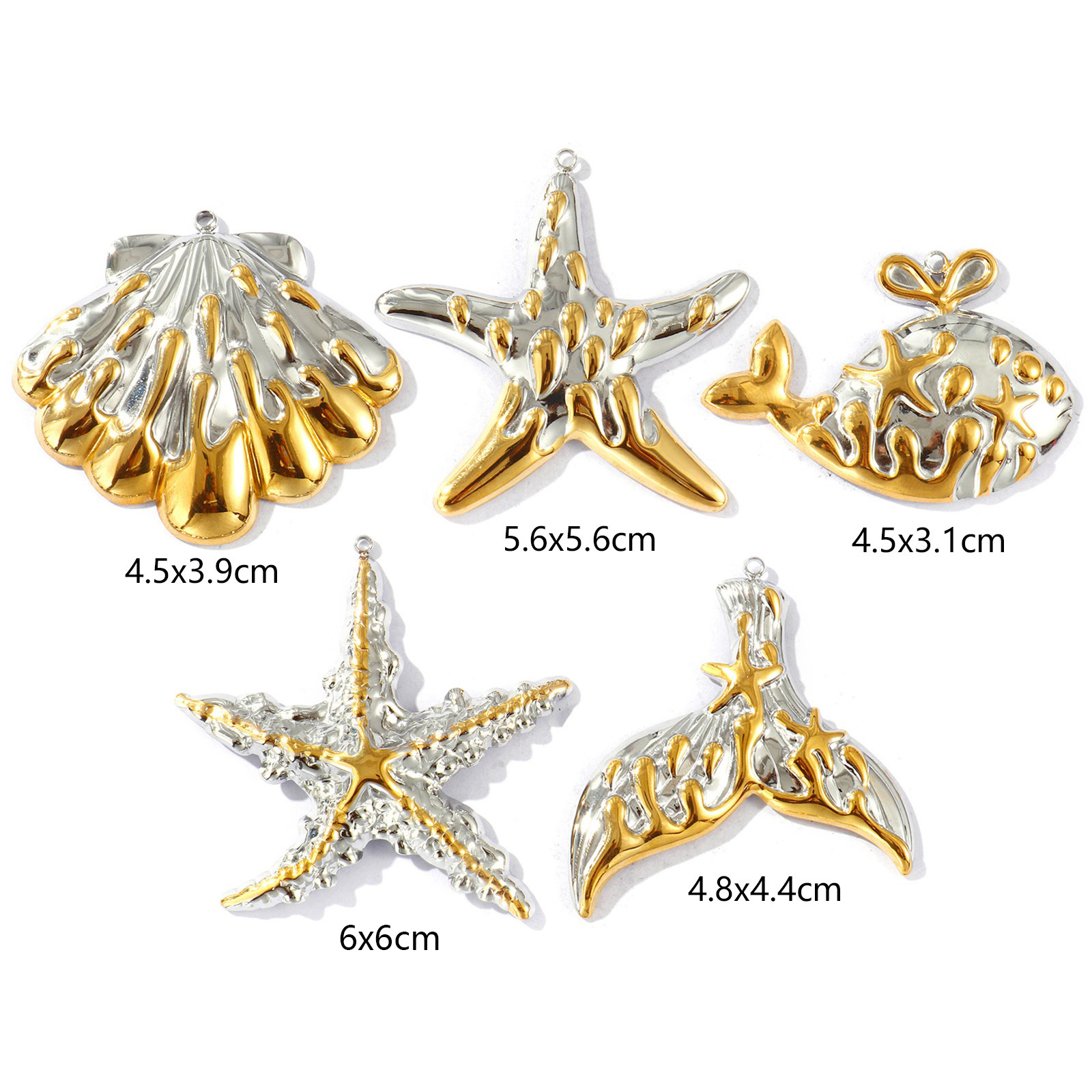 Picture of Eco-friendly PVD Vacuum Plating Waterproof Anti-Tarnish Hypoallergenic 304 Stainless Steel Ocean Jewelry Charms 18K Real Gold Plated & Silver Tone Two Tone