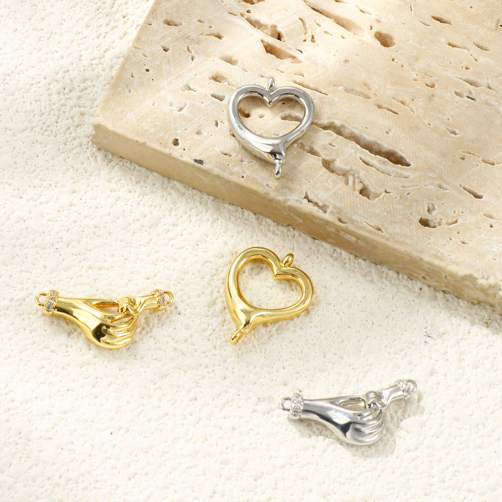 Picture of Brass Connectors Charms Pendants Multicolor Heart Hand