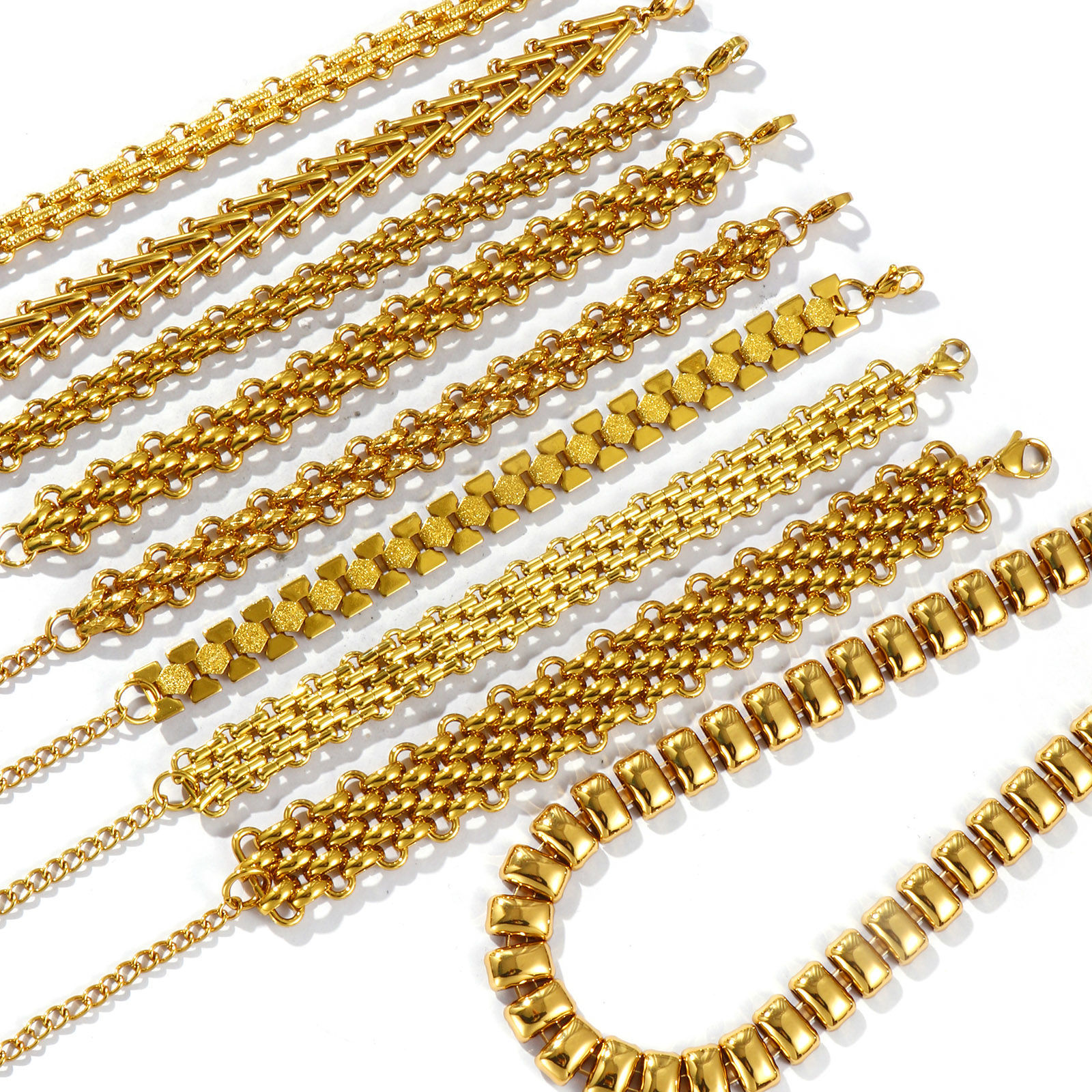 Picture of Wholesale Link Chain Necklace & Bracelet, 18K Gold Plated 304 Stainless Steel, Women's Eco-friendly Simple Stylish Gift Jewelry For Retailer