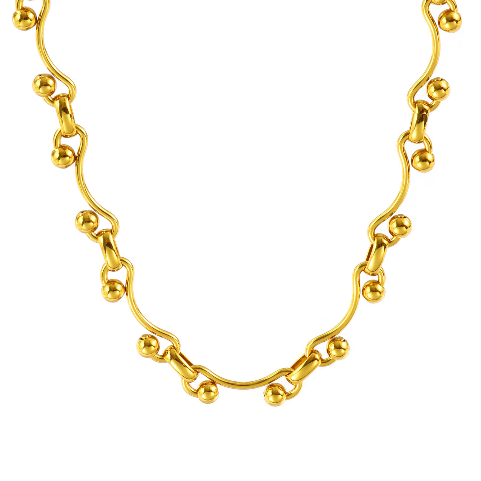 Picture of Wholesale Link Chain Necklace & Bracelet, 18K Gold Plated 304 Stainless Steel, Women's Eco-friendly Simple Stylish Gift Jewelry For Retailer