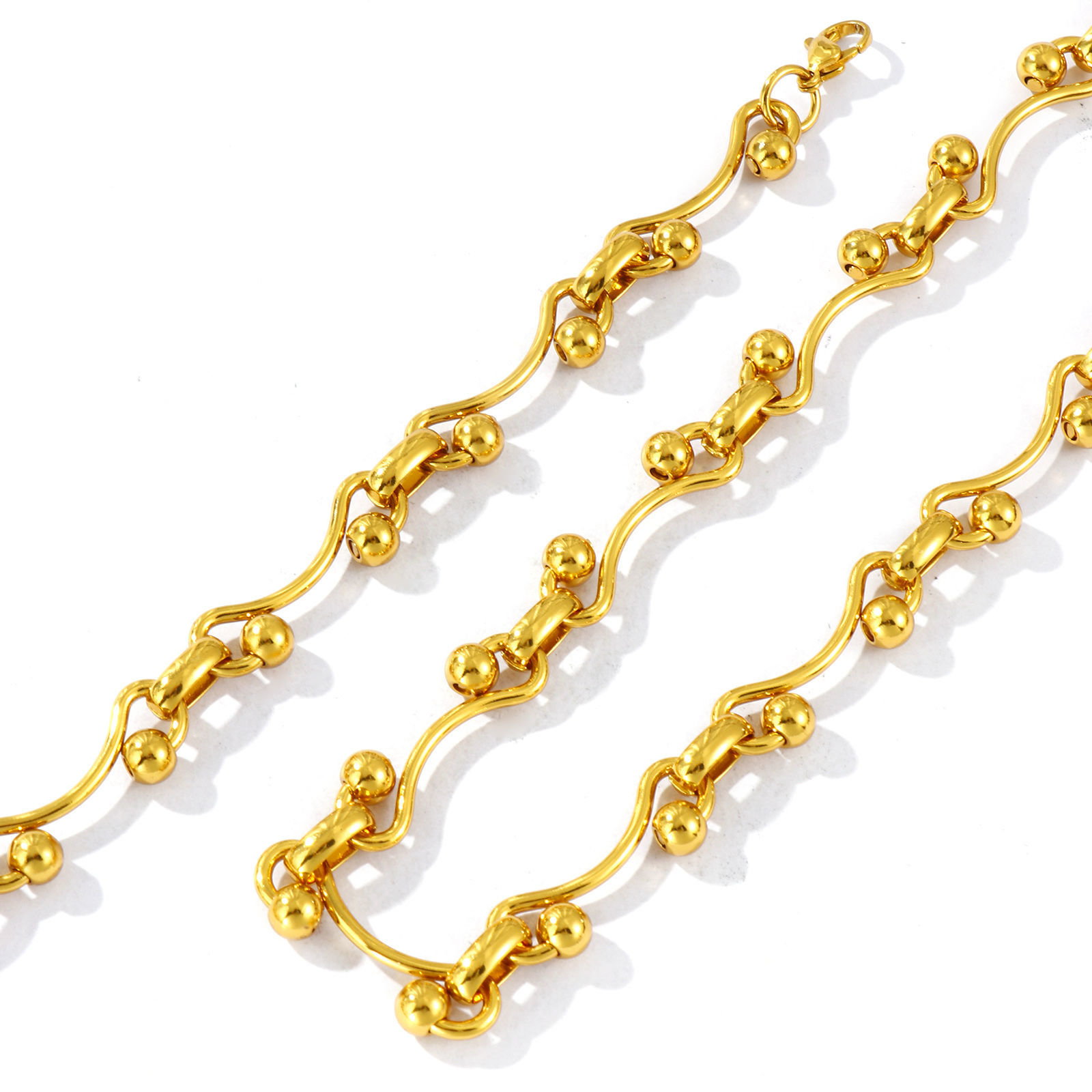 Picture of Wholesale Link Chain Necklace & Bracelet, 18K Gold Plated 304 Stainless Steel, Women's Eco-friendly Simple Stylish Gift Jewelry For Retailer