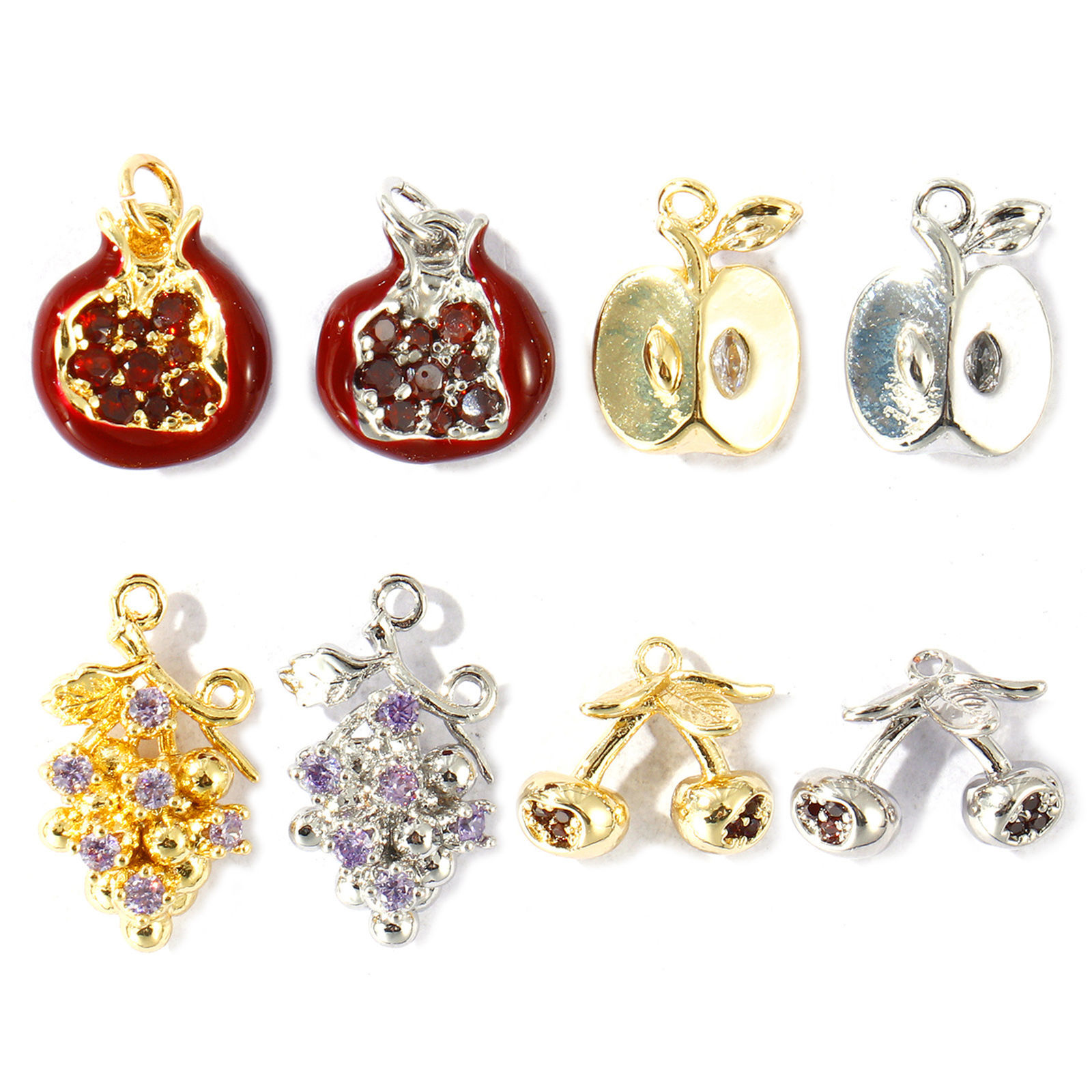 Picture of Brass 3D Charms Wholesale Multicolor Fruit Enamel Multicolour Cubic Zirconia