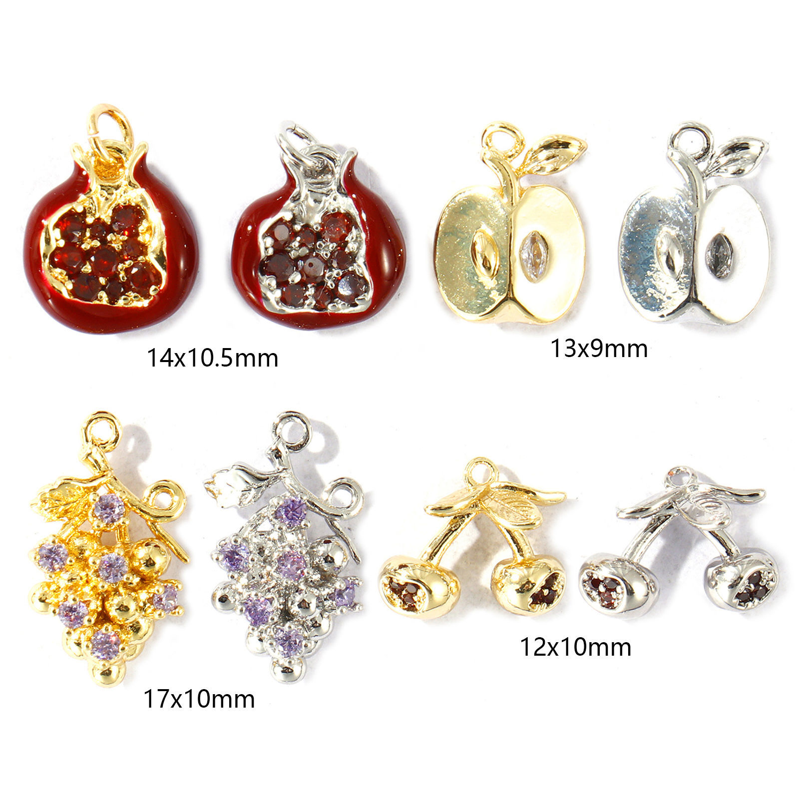 Picture of Brass 3D Charms Wholesale Multicolor Fruit Enamel Multicolour Cubic Zirconia