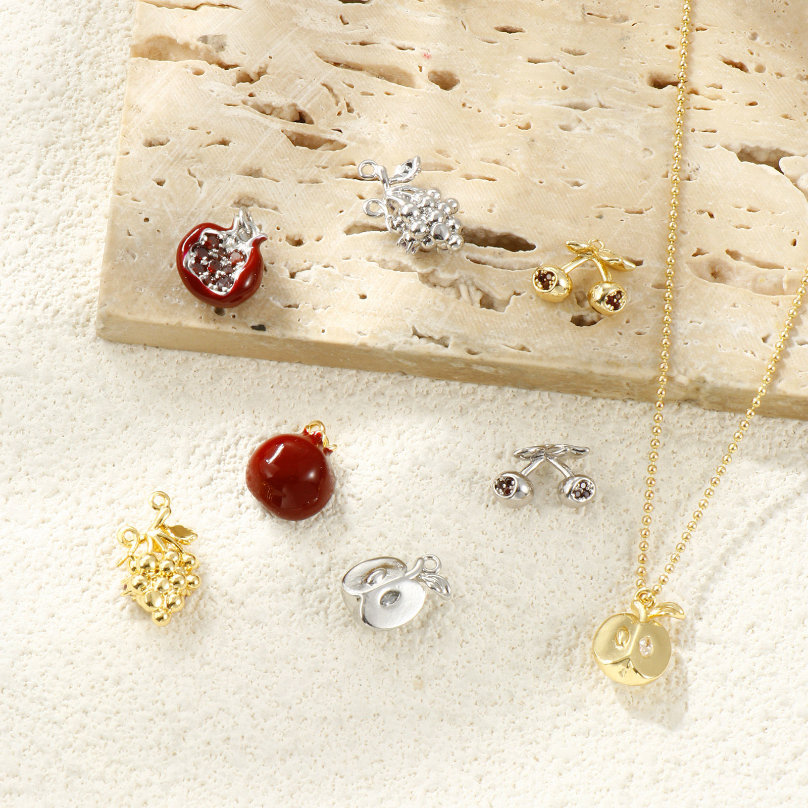Picture of Brass 3D Charms Wholesale Multicolor Fruit Enamel Multicolour Cubic Zirconia