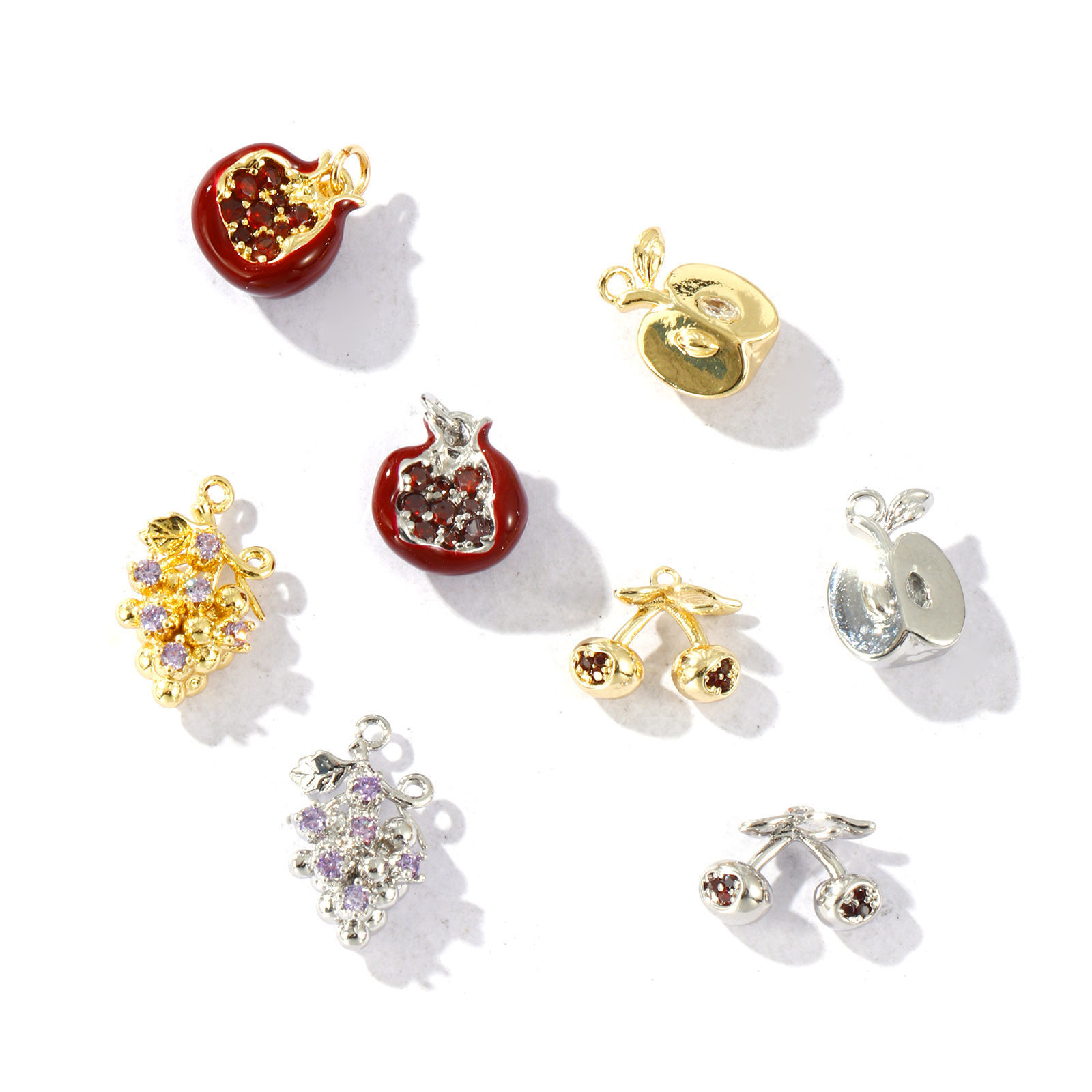 Picture of Brass 3D Charms Wholesale Multicolor Fruit Enamel Multicolour Cubic Zirconia