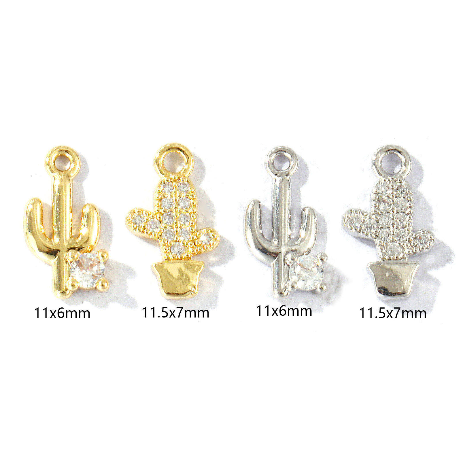 Picture of Brass West Cowboy Charms Wholesale Cactus Mini Clear Cubic Zirconia