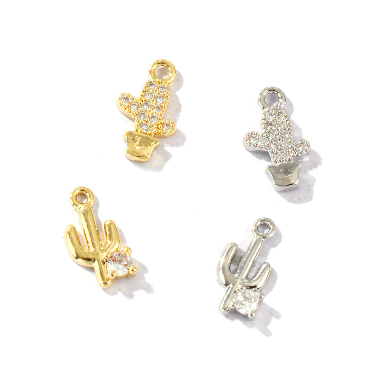 Picture of Brass West Cowboy Charms Wholesale Cactus Mini Clear Cubic Zirconia